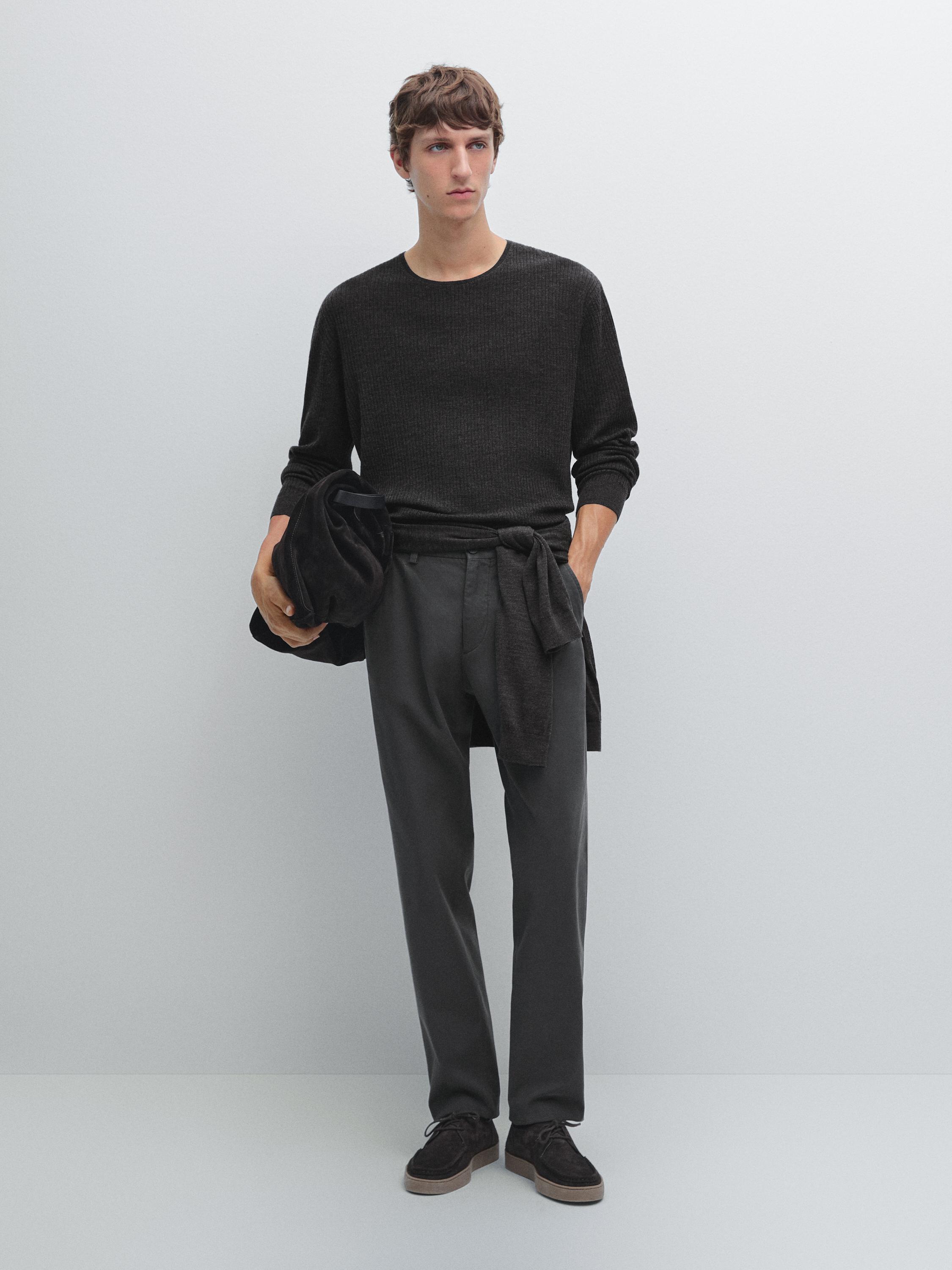 Strukturierte Slim-Fit-Hose