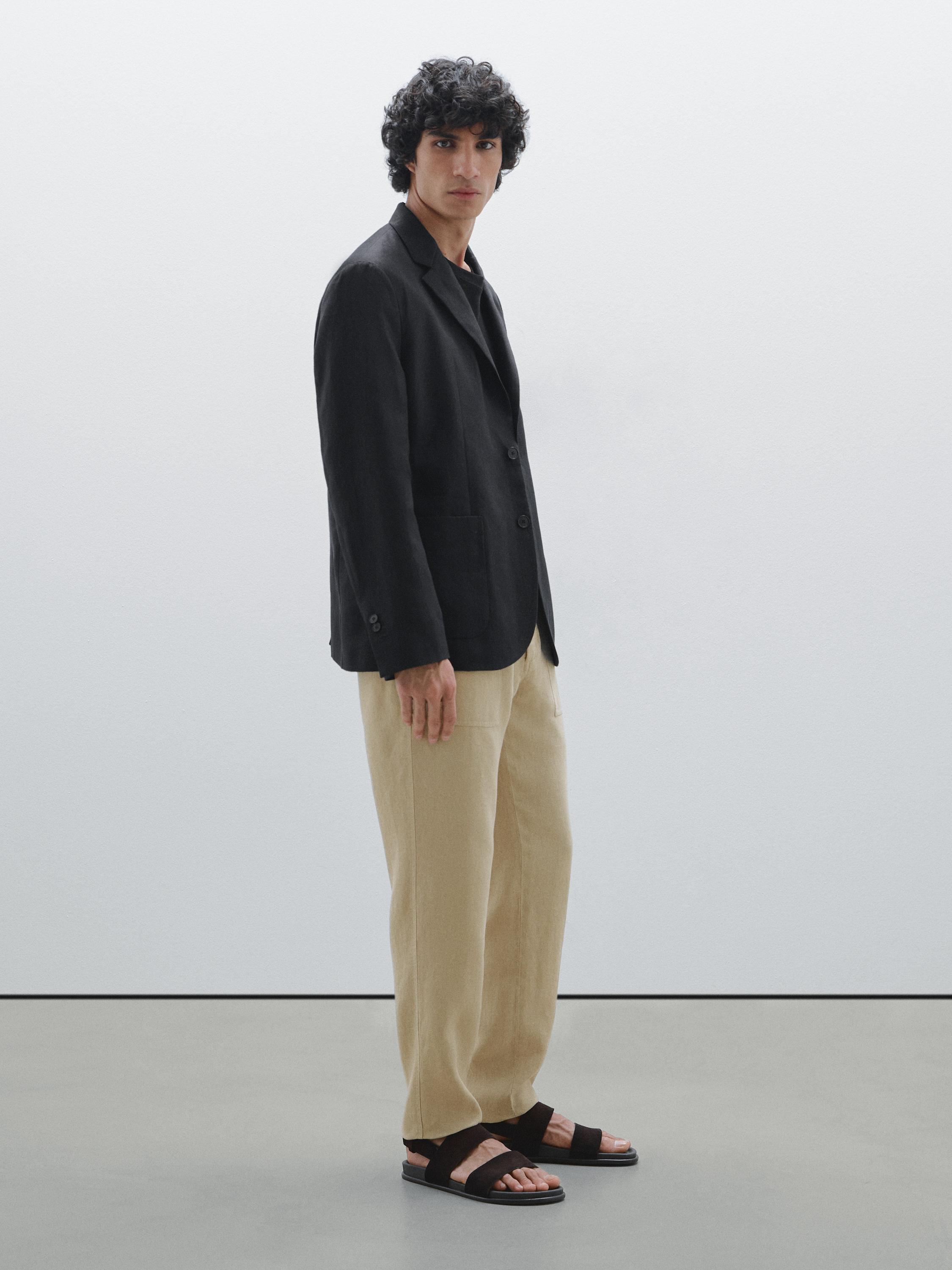 100% linen jogger fit trousers