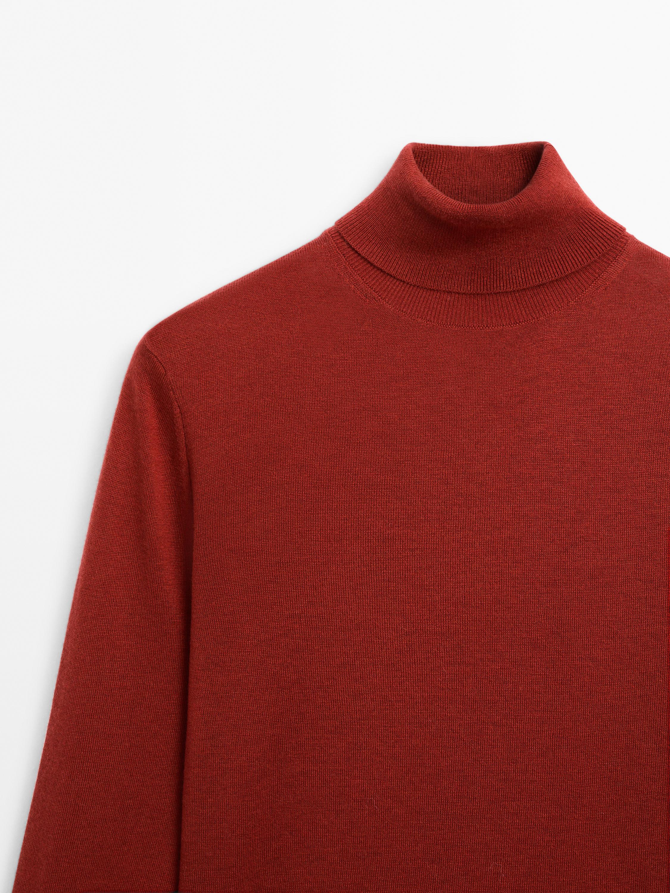 High neck wool blend sweater