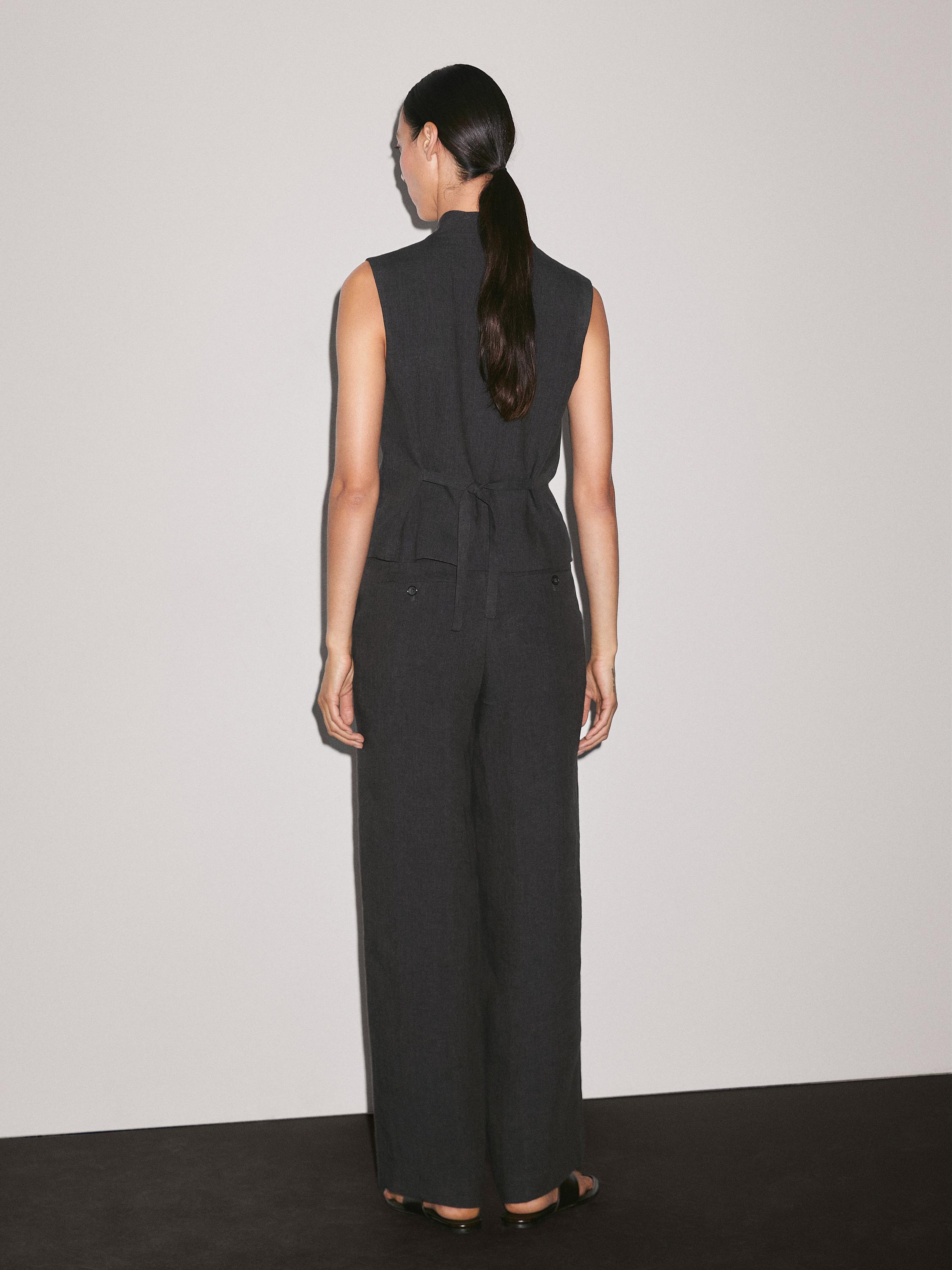 Lightweight straight fit 100% linen trousers