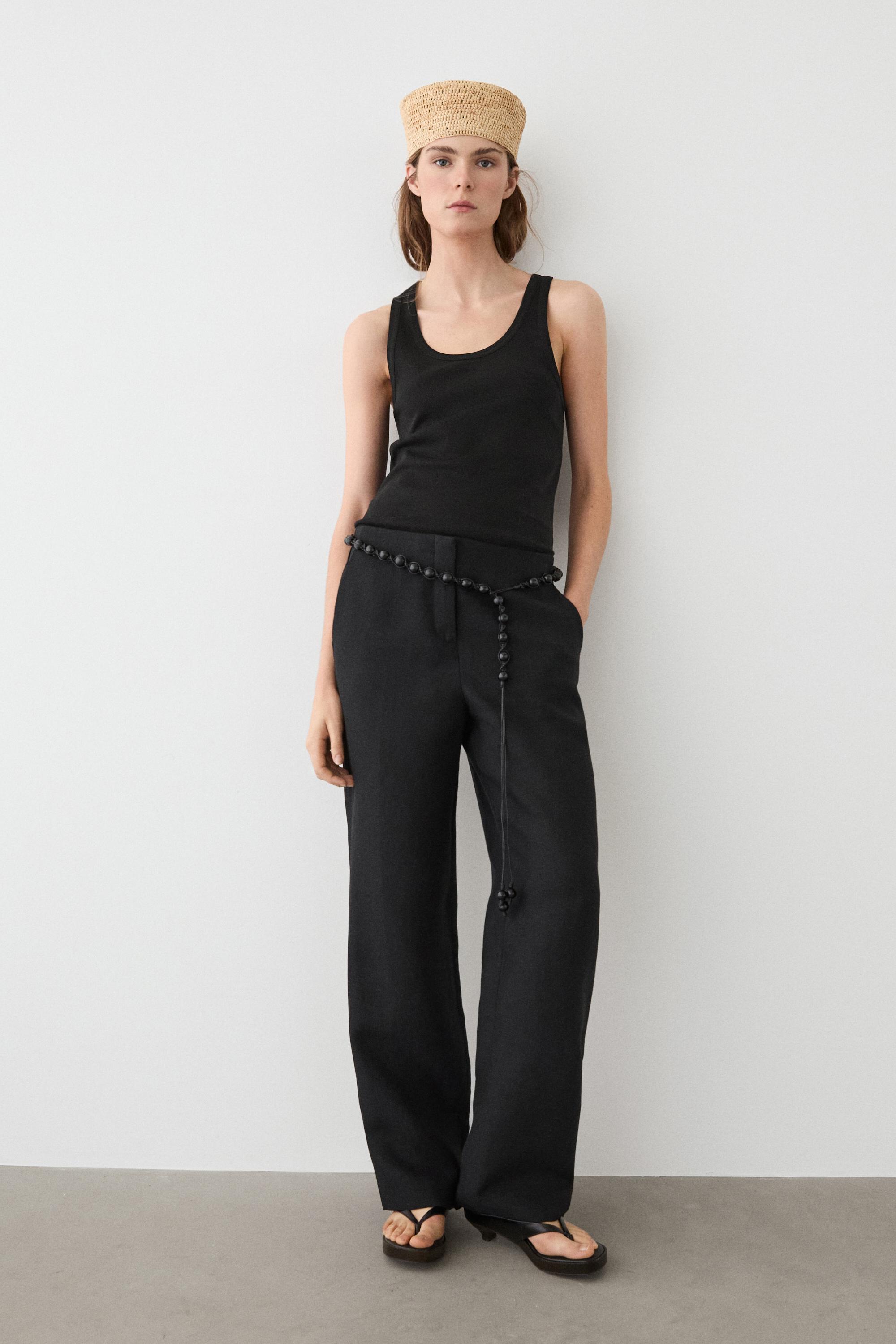 Sleeveless 100% cotton T-shirt — BLACK
