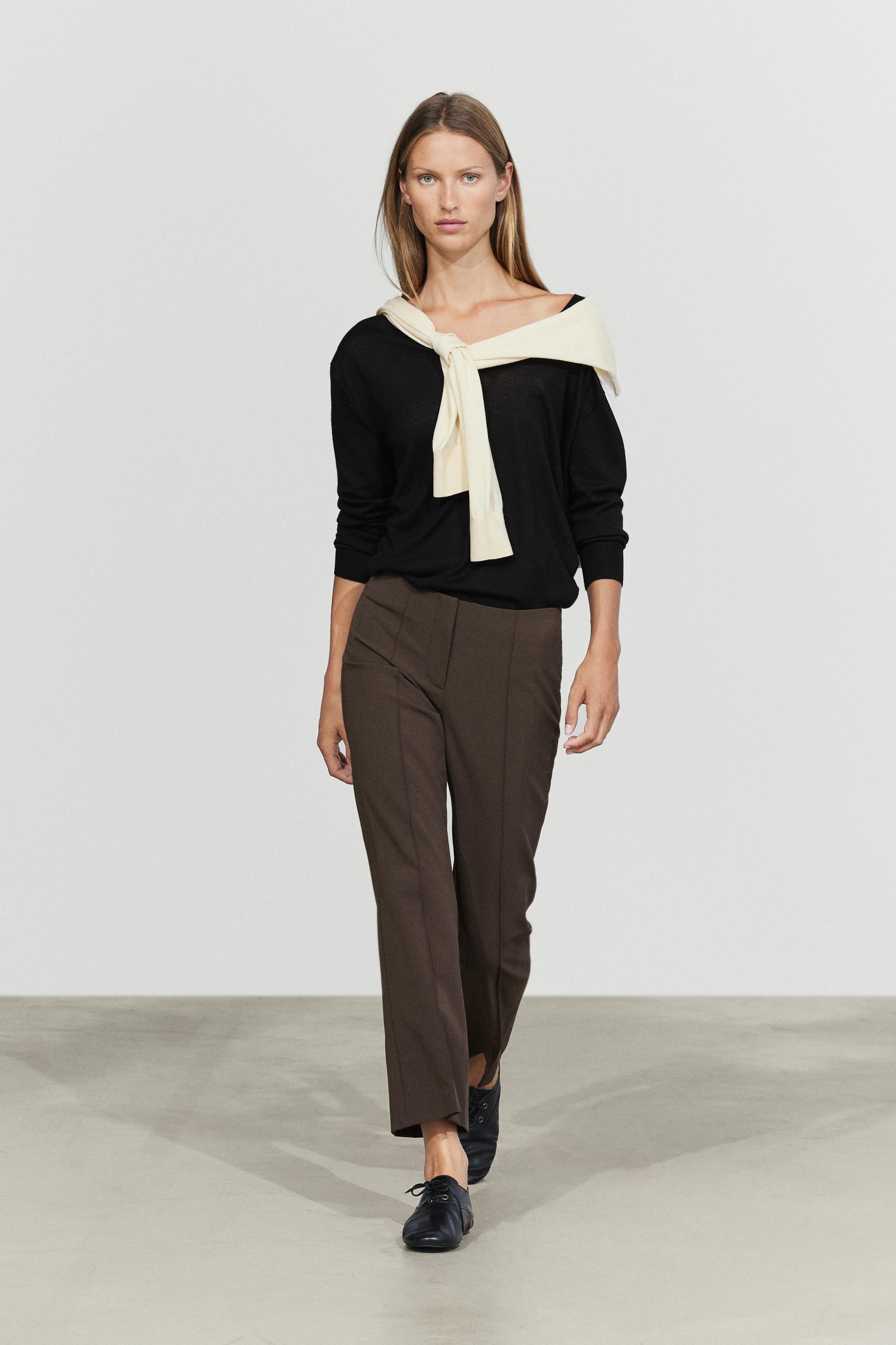 Wool-blend kick flare pants