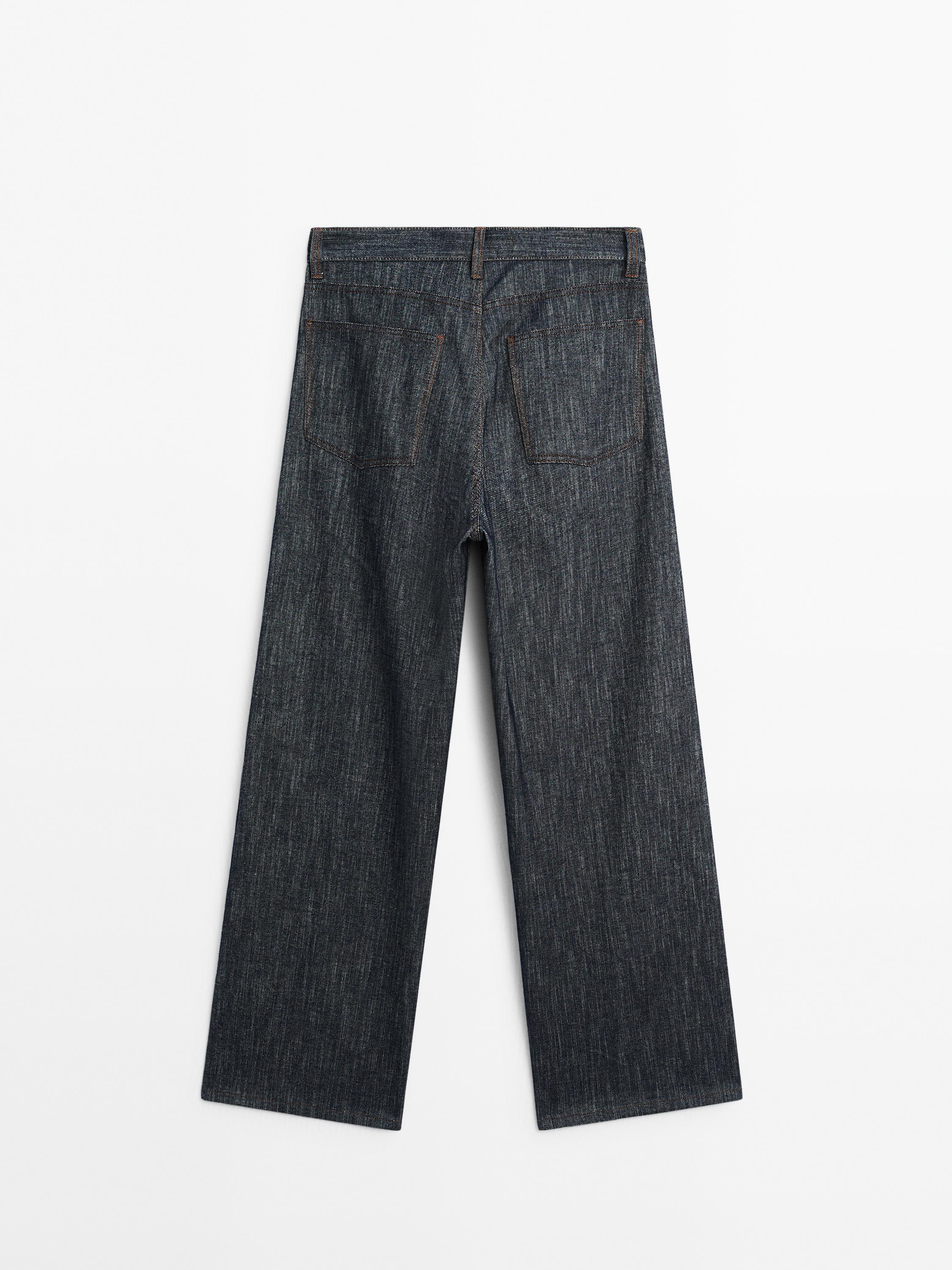 Cotton blend denim trousers