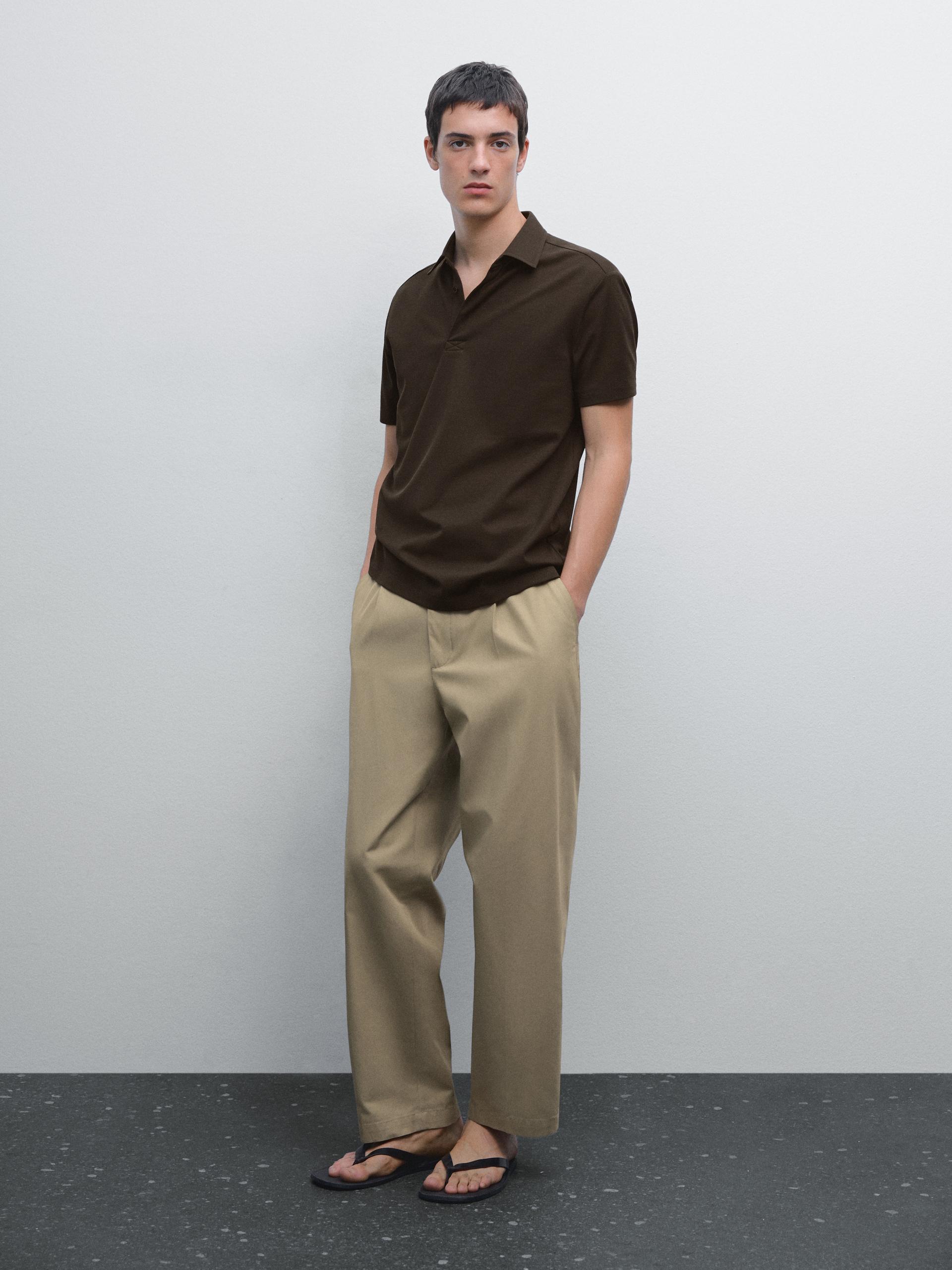 Polo A Maniche Corte Strutturata - Marrone - L - Massimo Dutti - Maschile