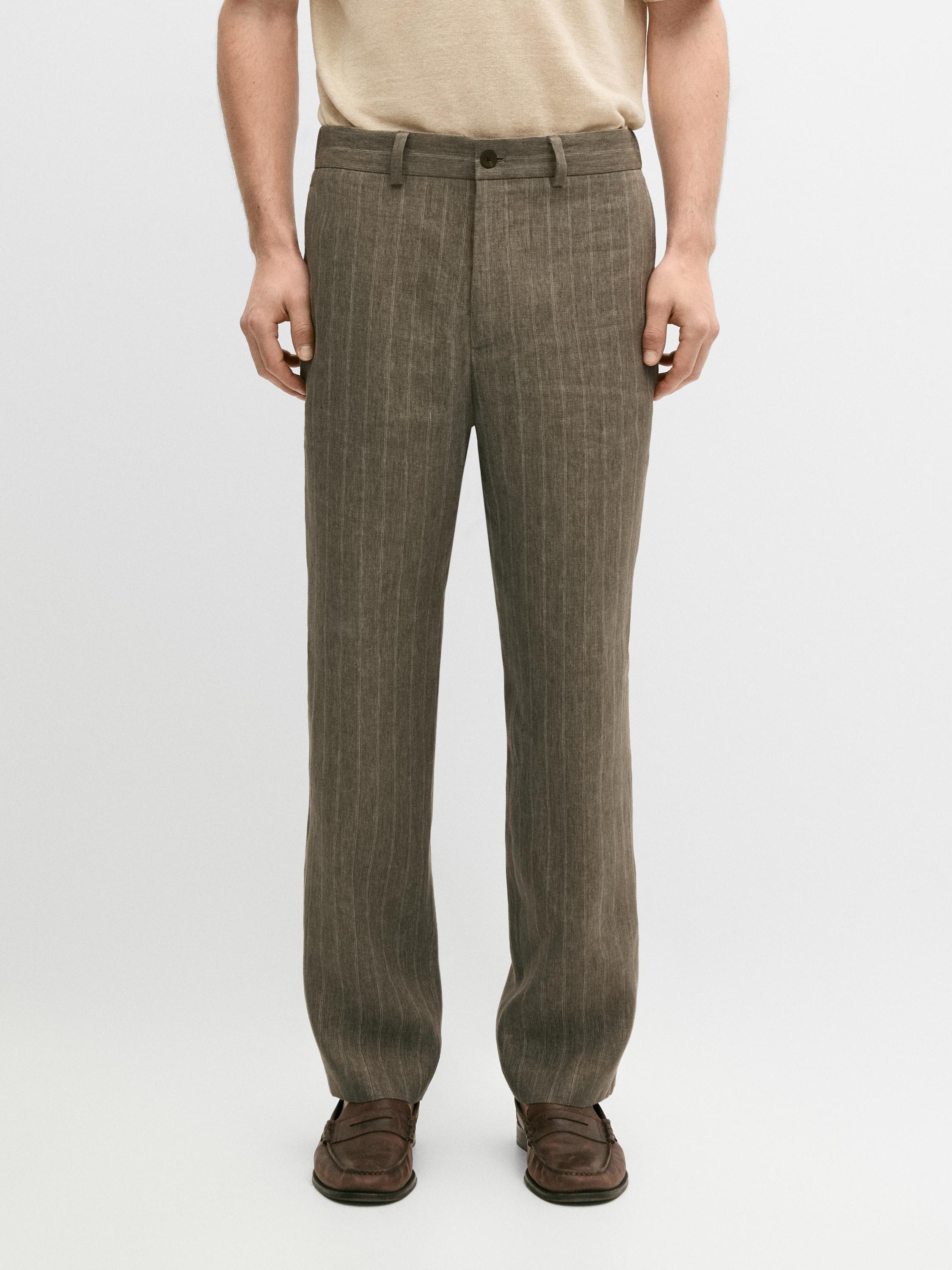 Striped linen trousers