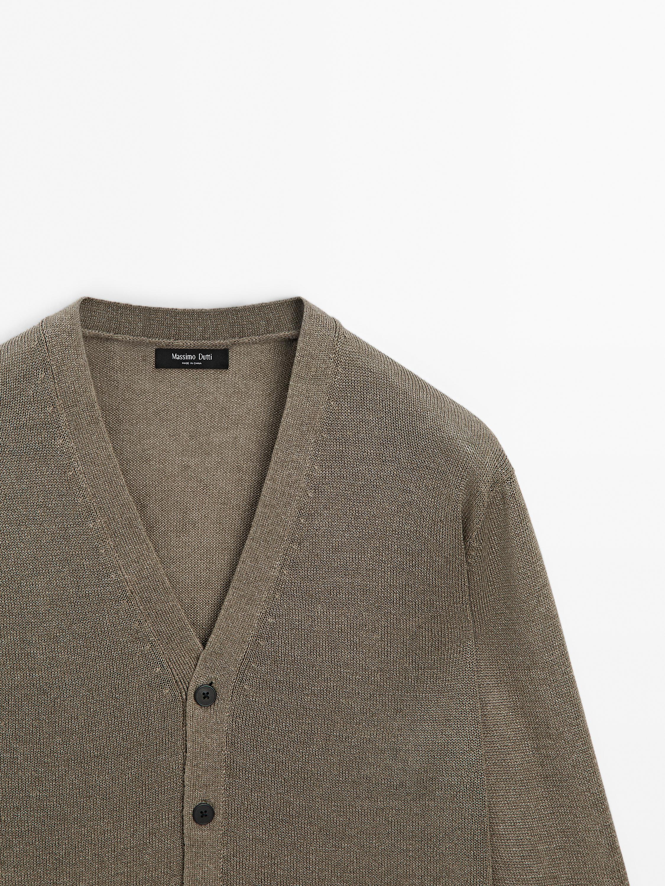 Linen blend knit cardigan