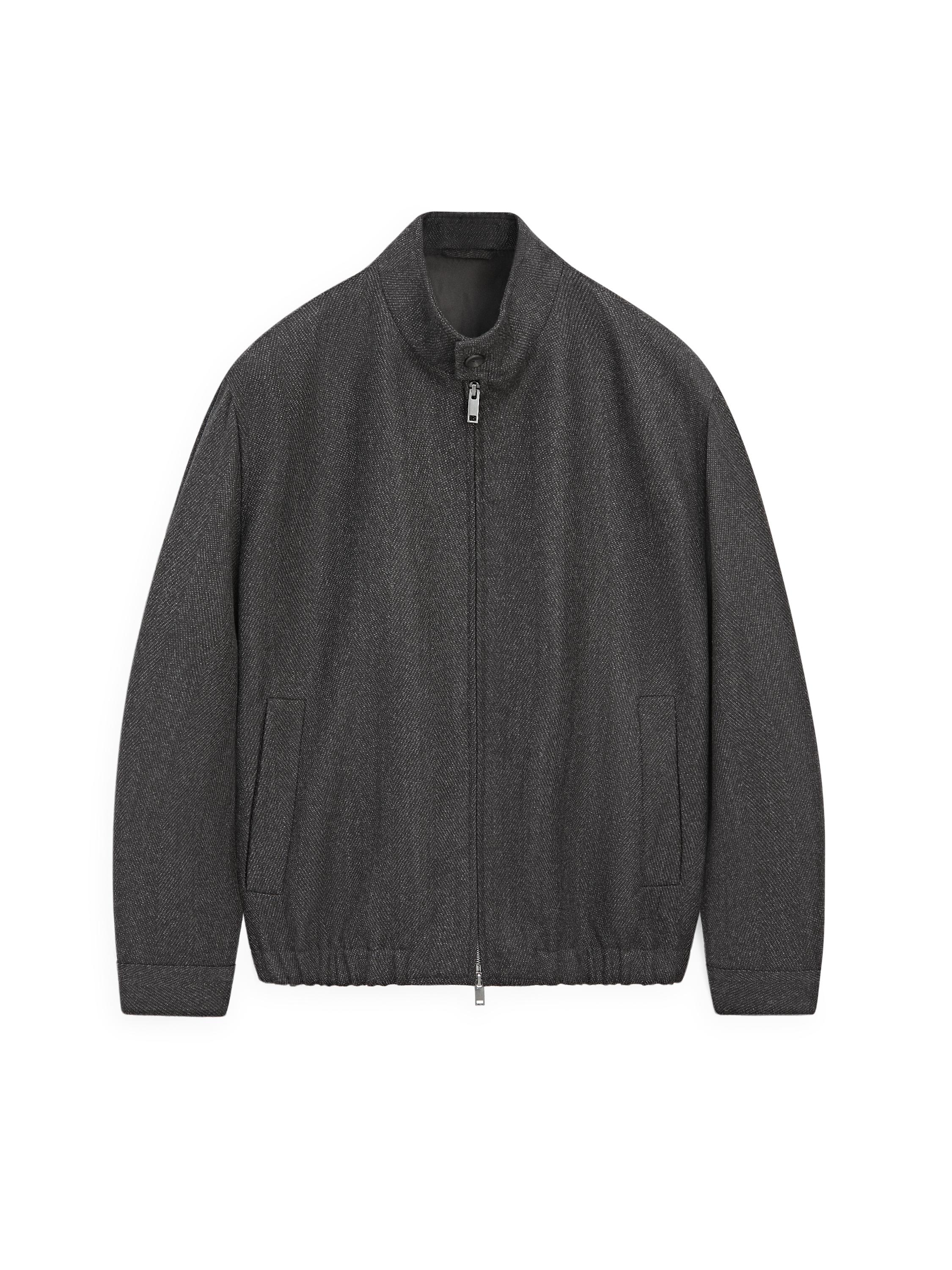 100% wool herringbone bomber jacket — GREY