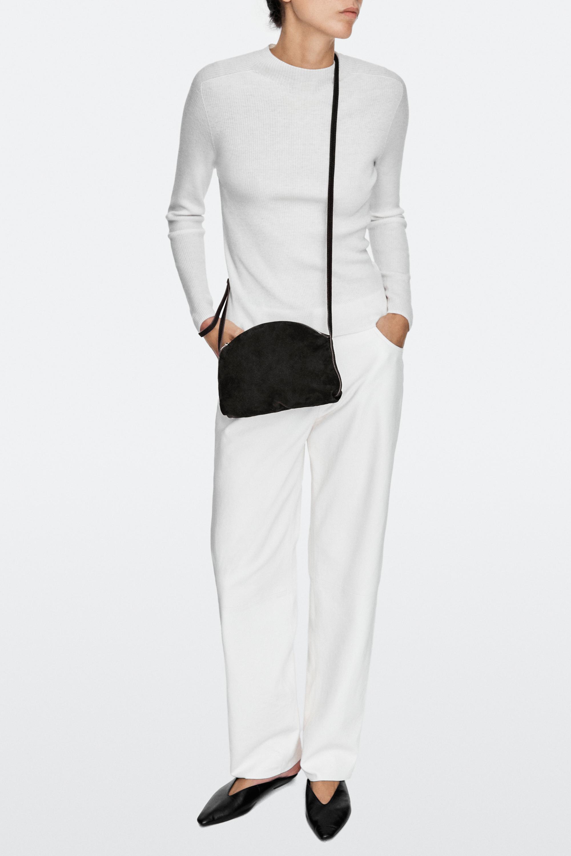 Split suede leather crossbody bag