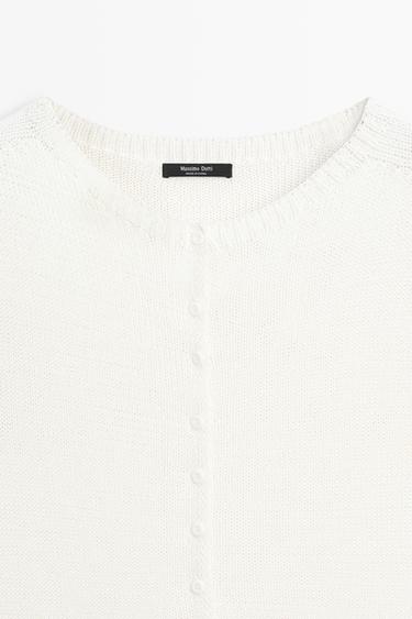 Cotton silk blend knit cardigan — WHITE 8