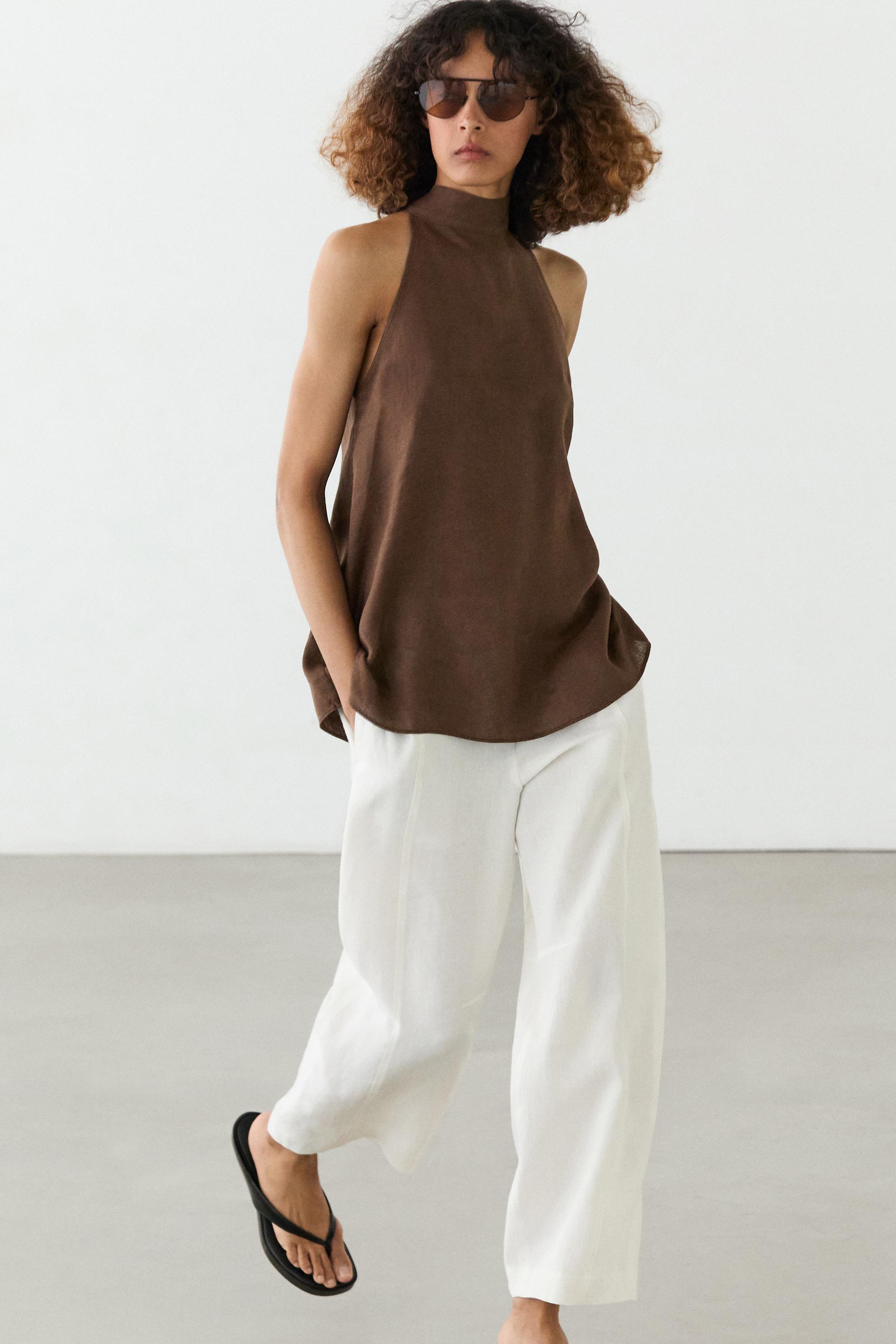 Linen barrel fit pants — Off white