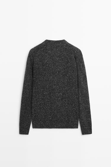 Marled knit cardigan with wool — CHARCOAL 6