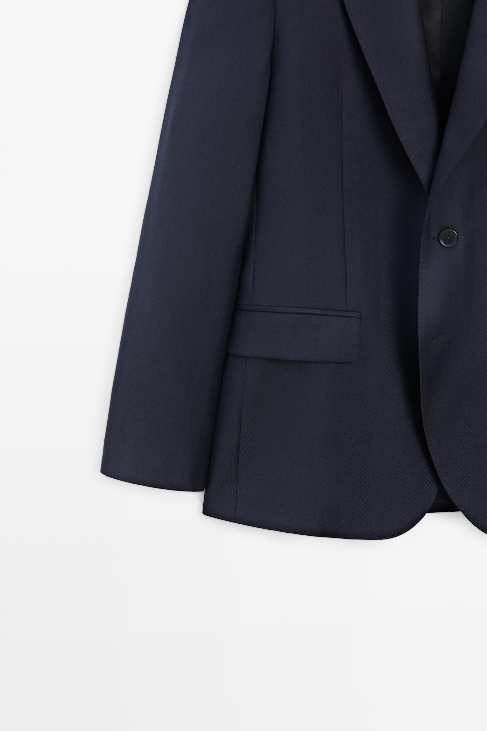 Herringbone suit blazer — NAVY BLUE