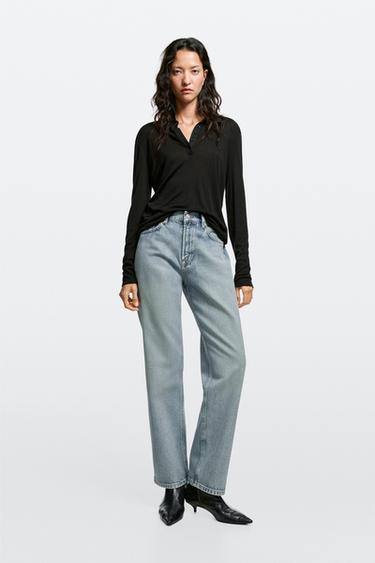 High-waist straight-leg jeans — Light Blue 1