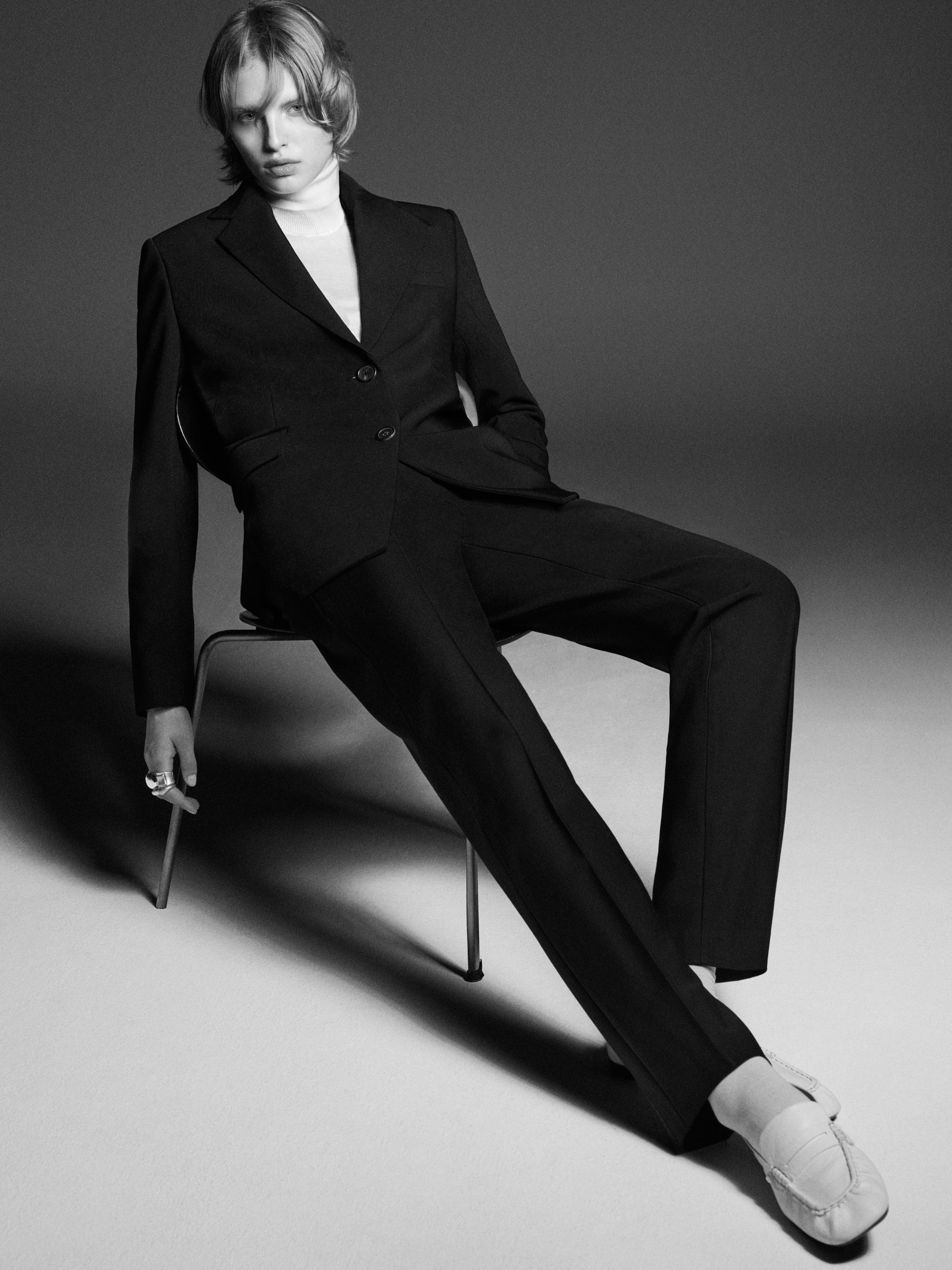 Crepe cigarette fit trousers