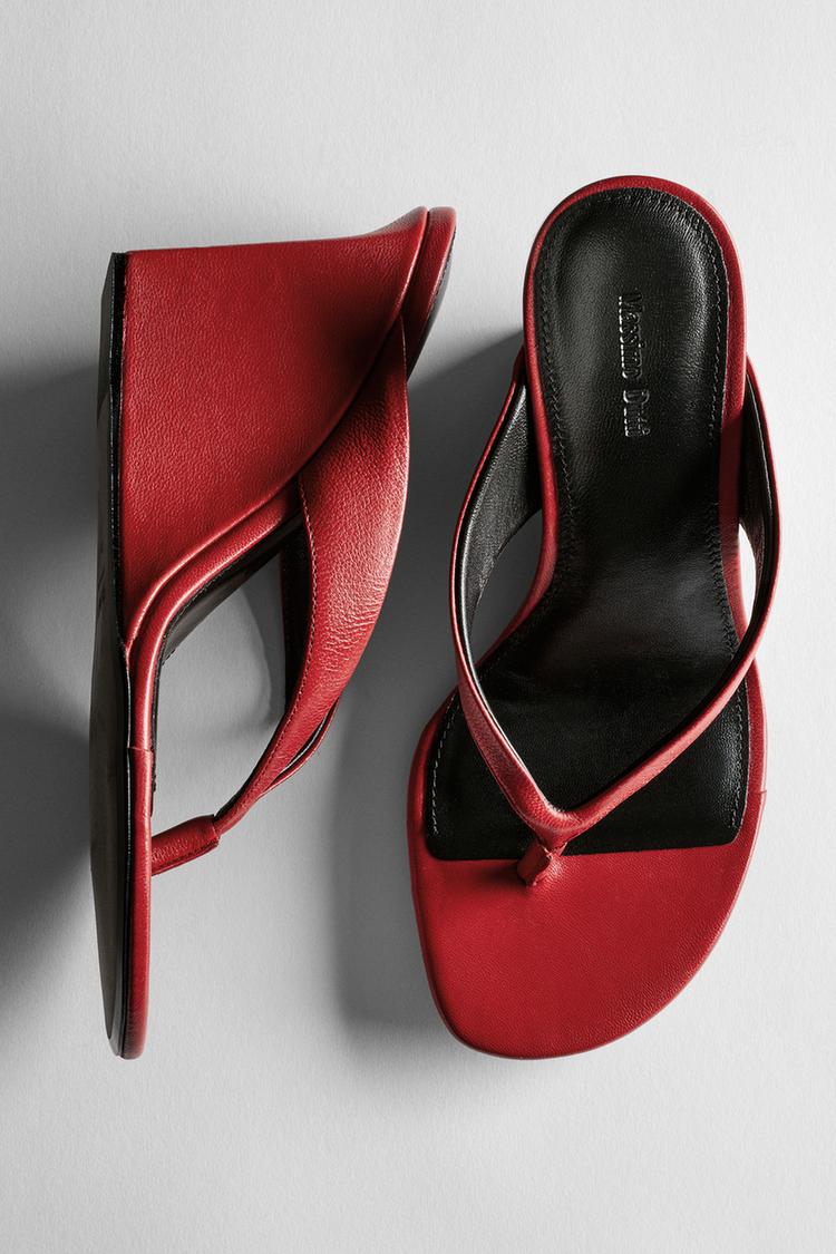 Leather wedge sandal - MADE IN SPAIN — RED