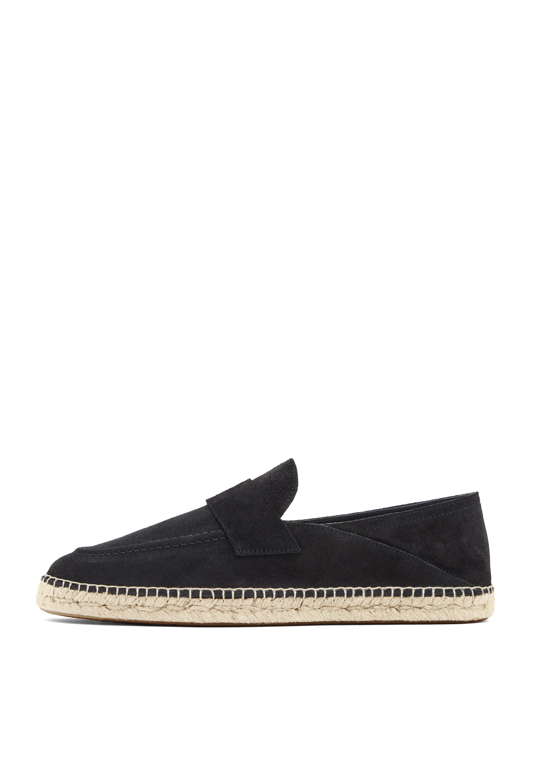 Split suede leather espadrille with piece — Dark blue