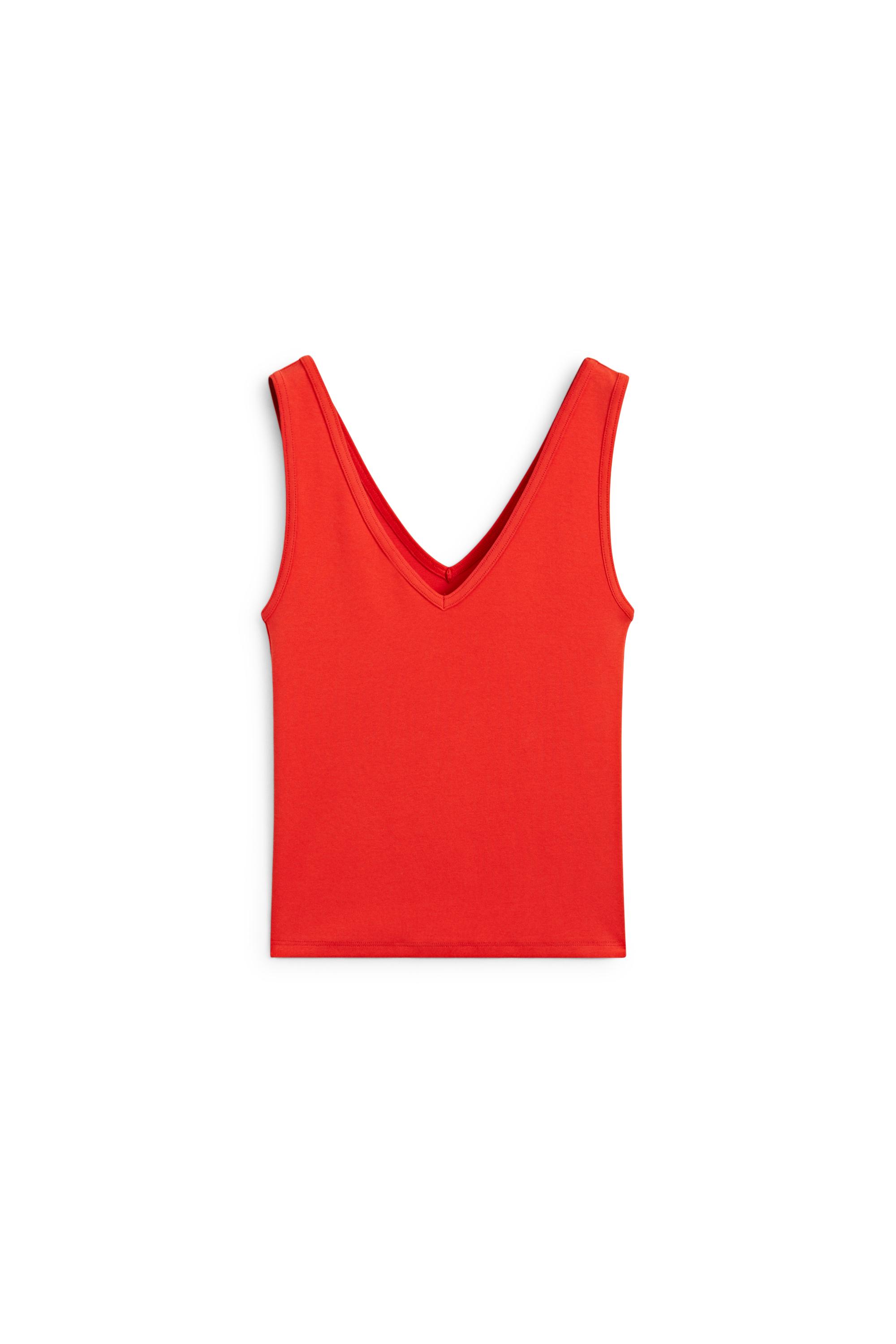 Cotton blend strappy top — CORAL