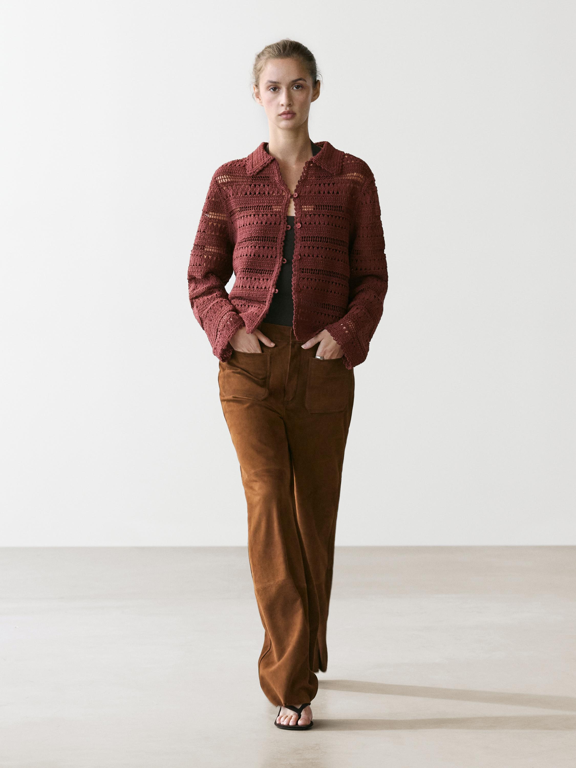 Short cotton crochet jacket — RUSSET