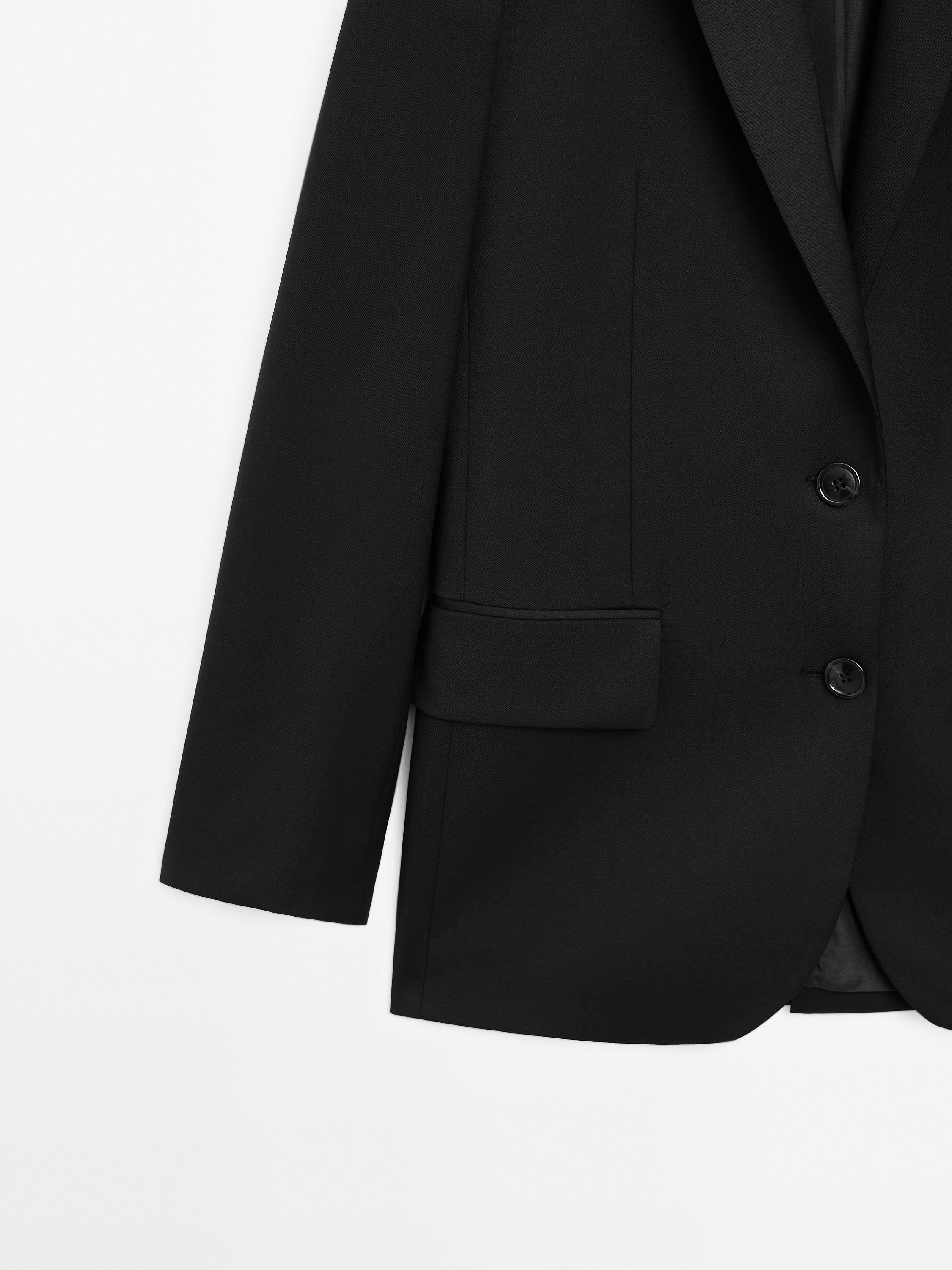 100% extra fine wool two-button blazer — BLACK