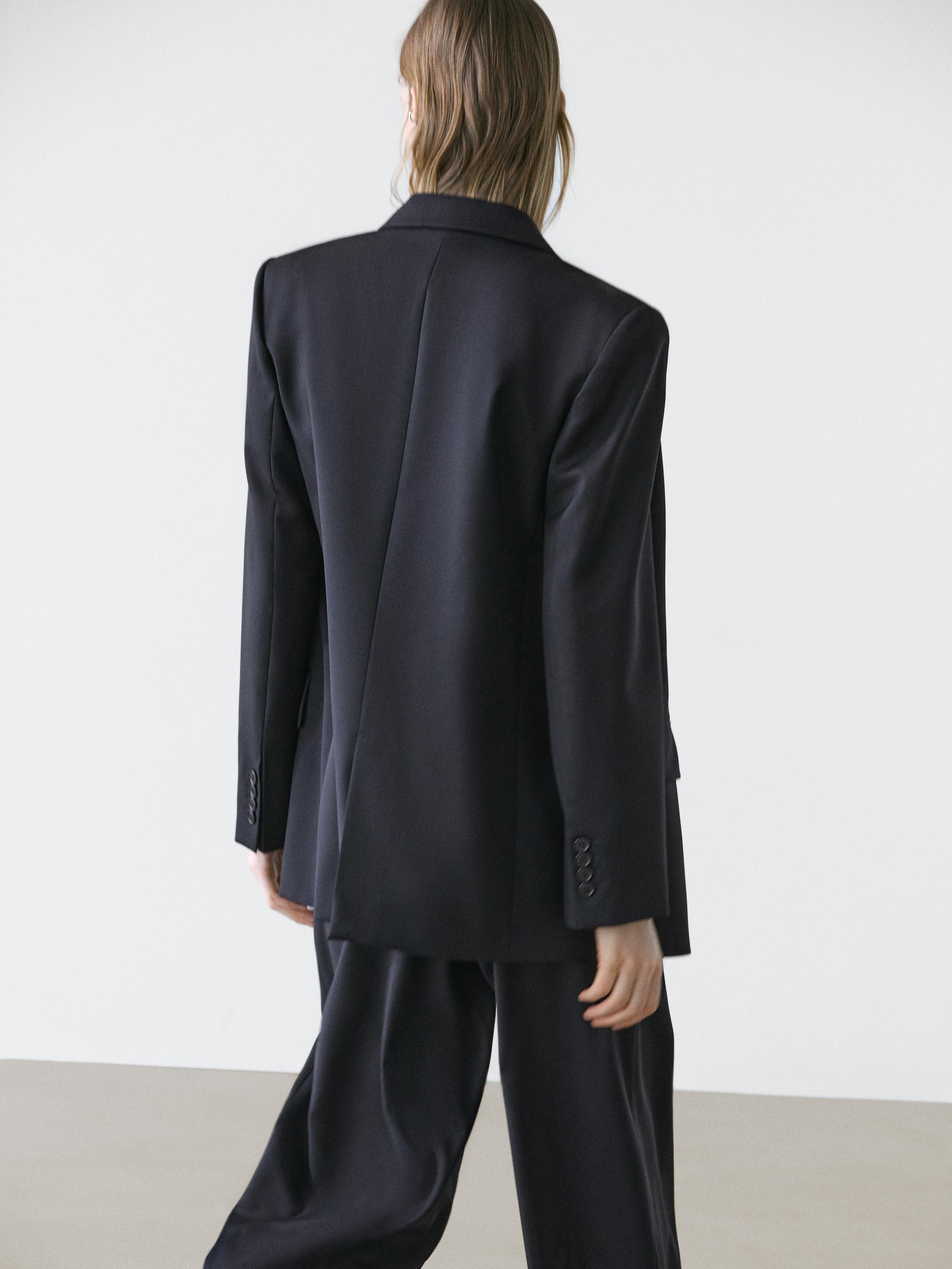 100% extra fine wool two-button blazer — NAVY BLUE
