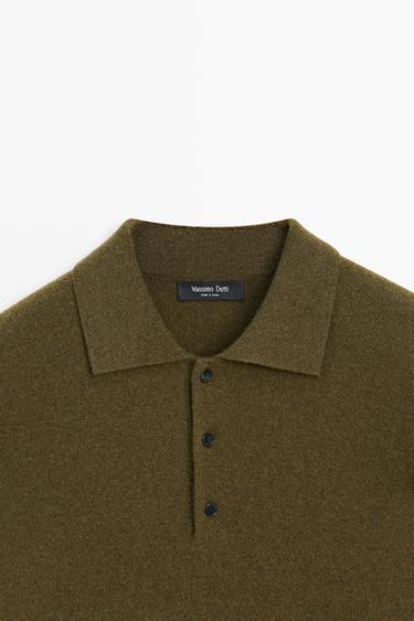 Wool blend polo sweater — DARK OLIVE GREEN 9