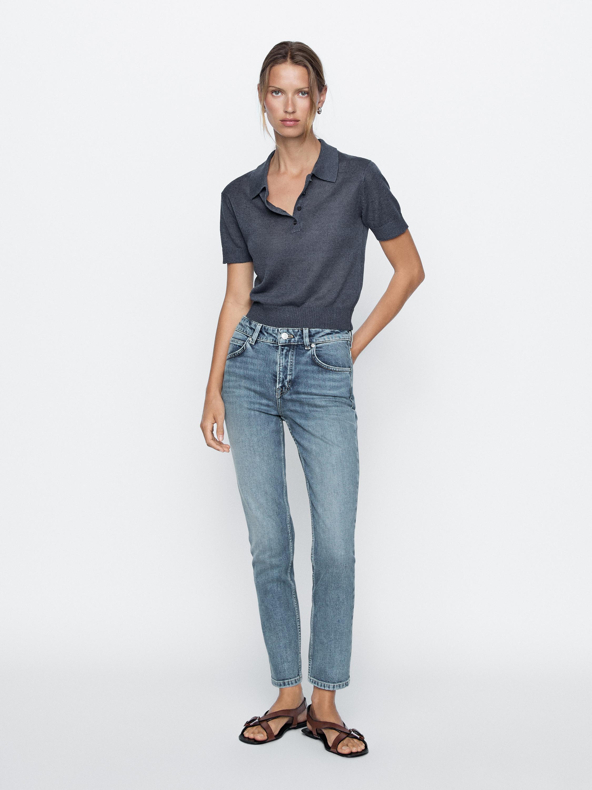 Jeans slim fit com cintura média