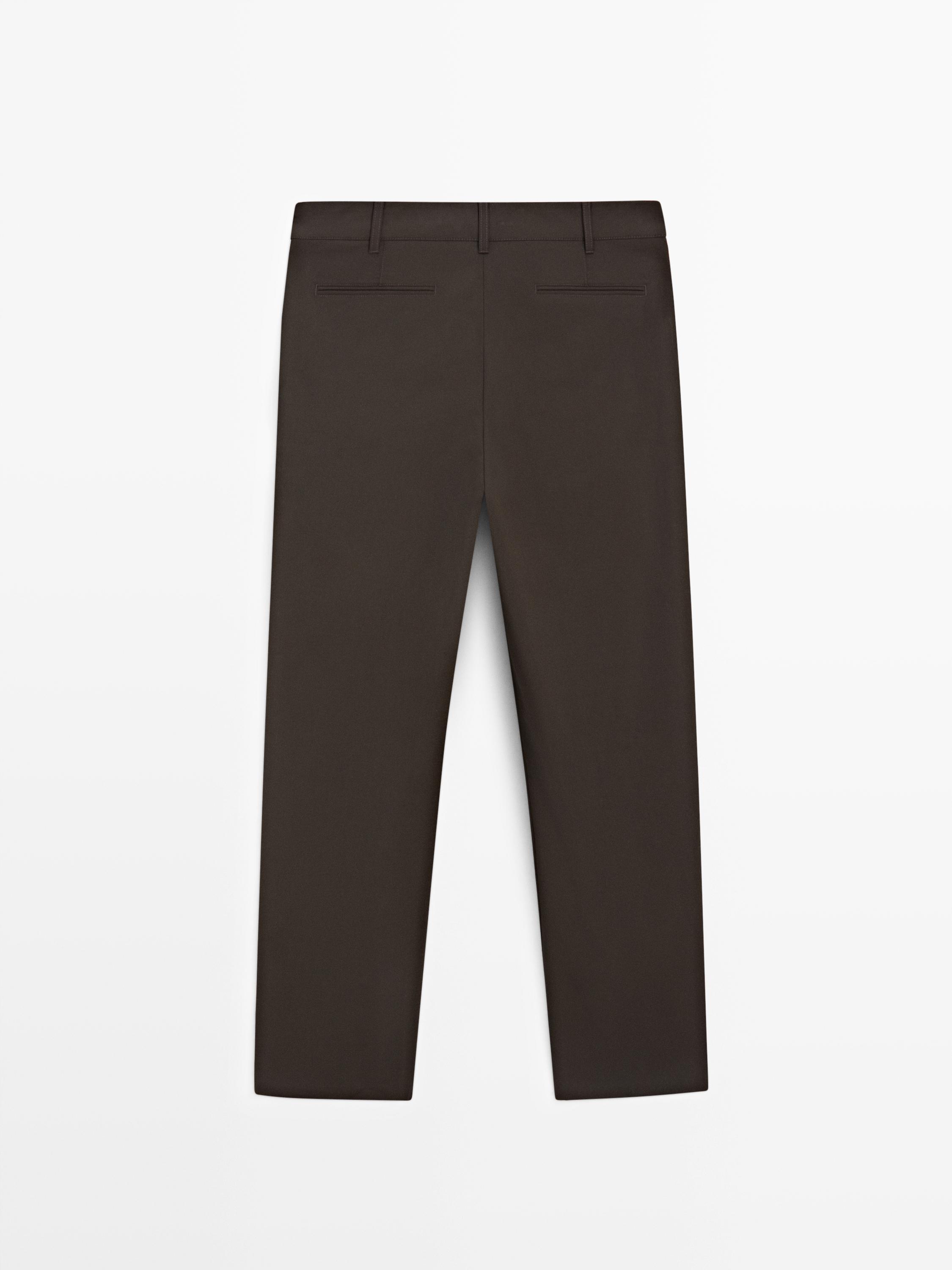 Relaxed fit wool blend trousers — BROWN