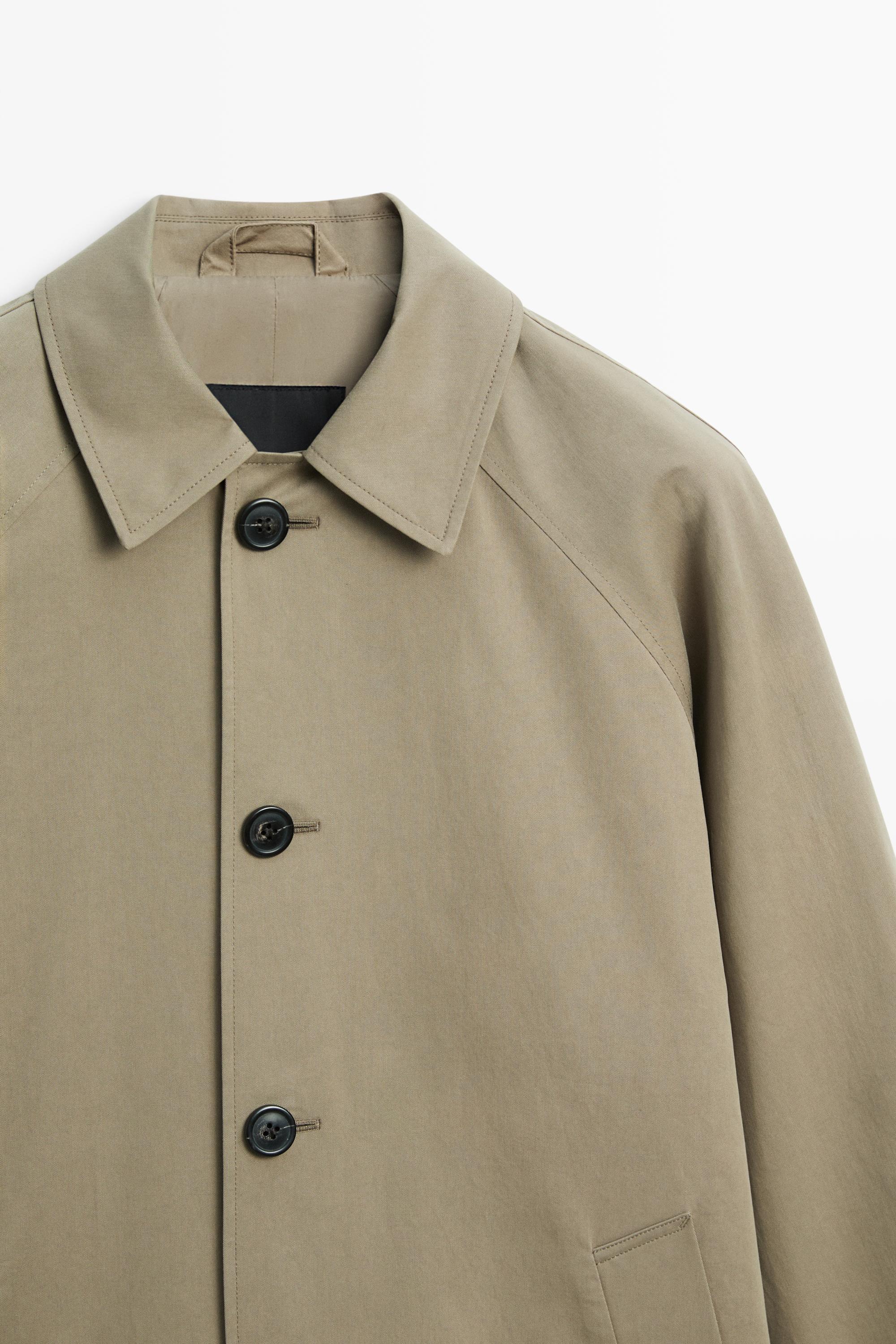 Oversize long 100% cotton trench coat — MOLE BROWN