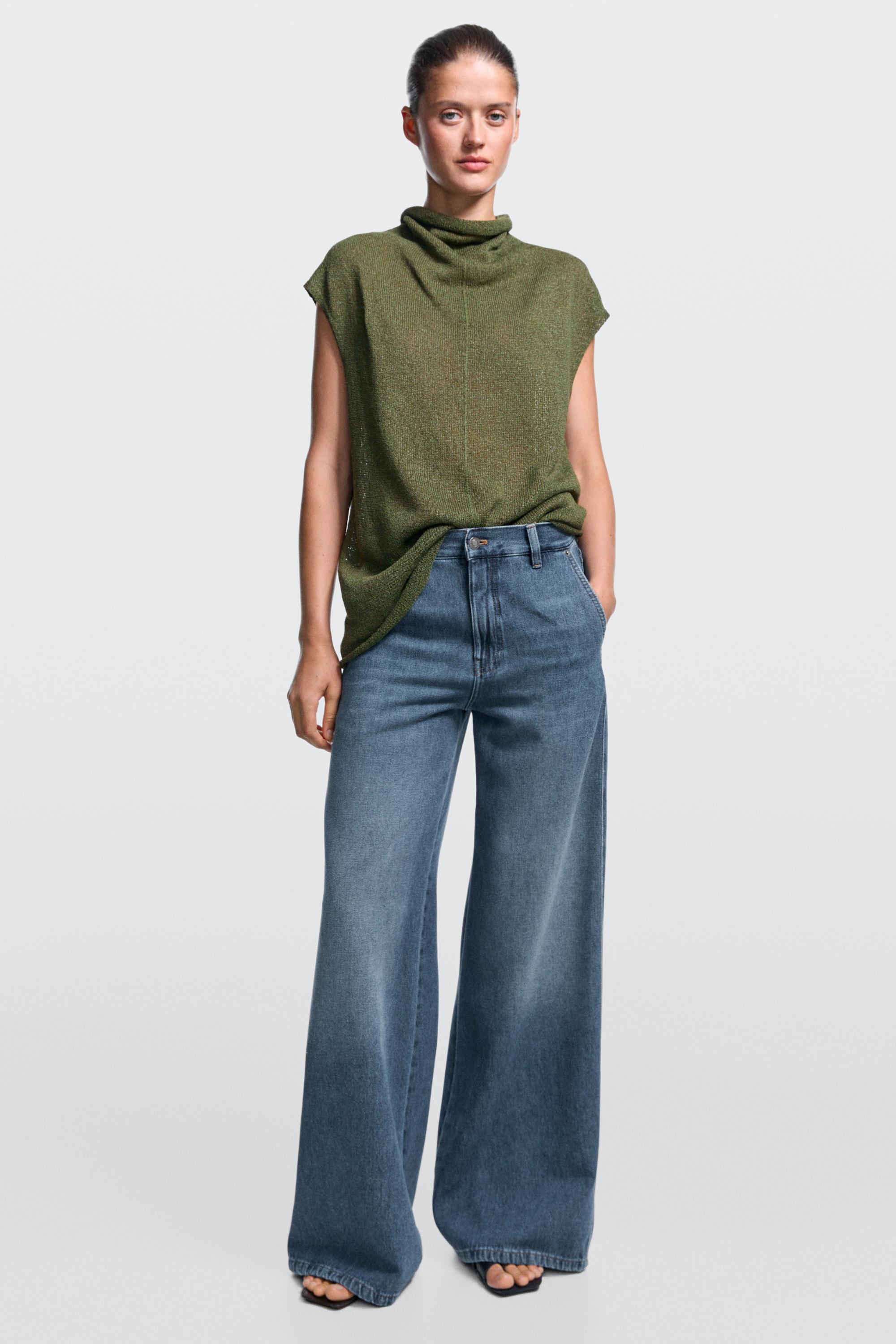 Jeans wide leg tiro medio