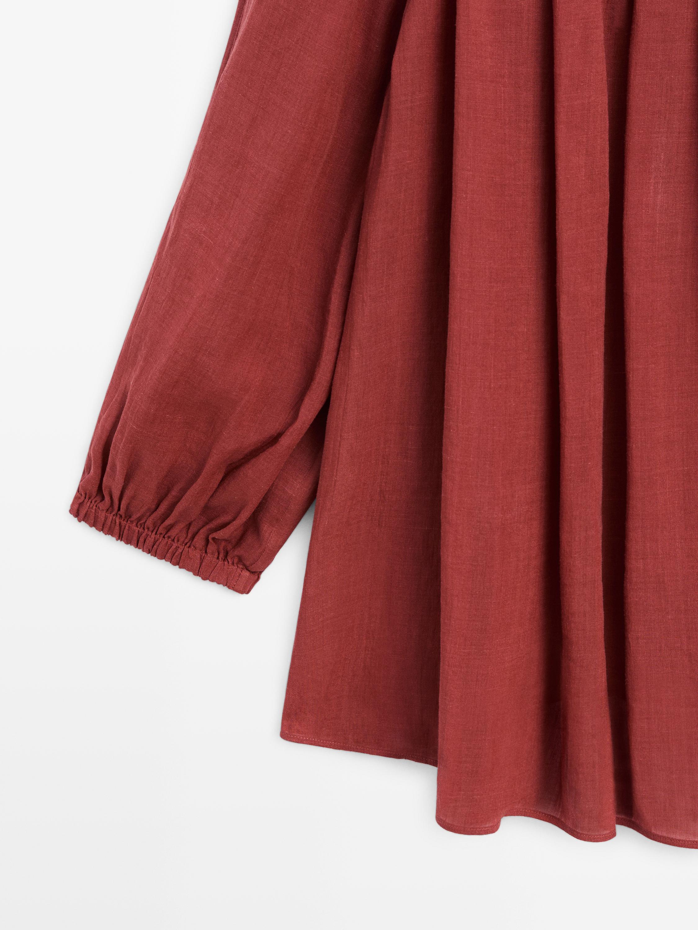 Flowing boat neck shirt — RUSSET