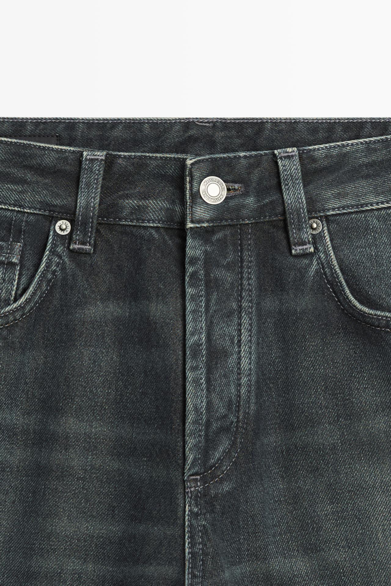 Wide-leg mid-waist jeans — Dark blue