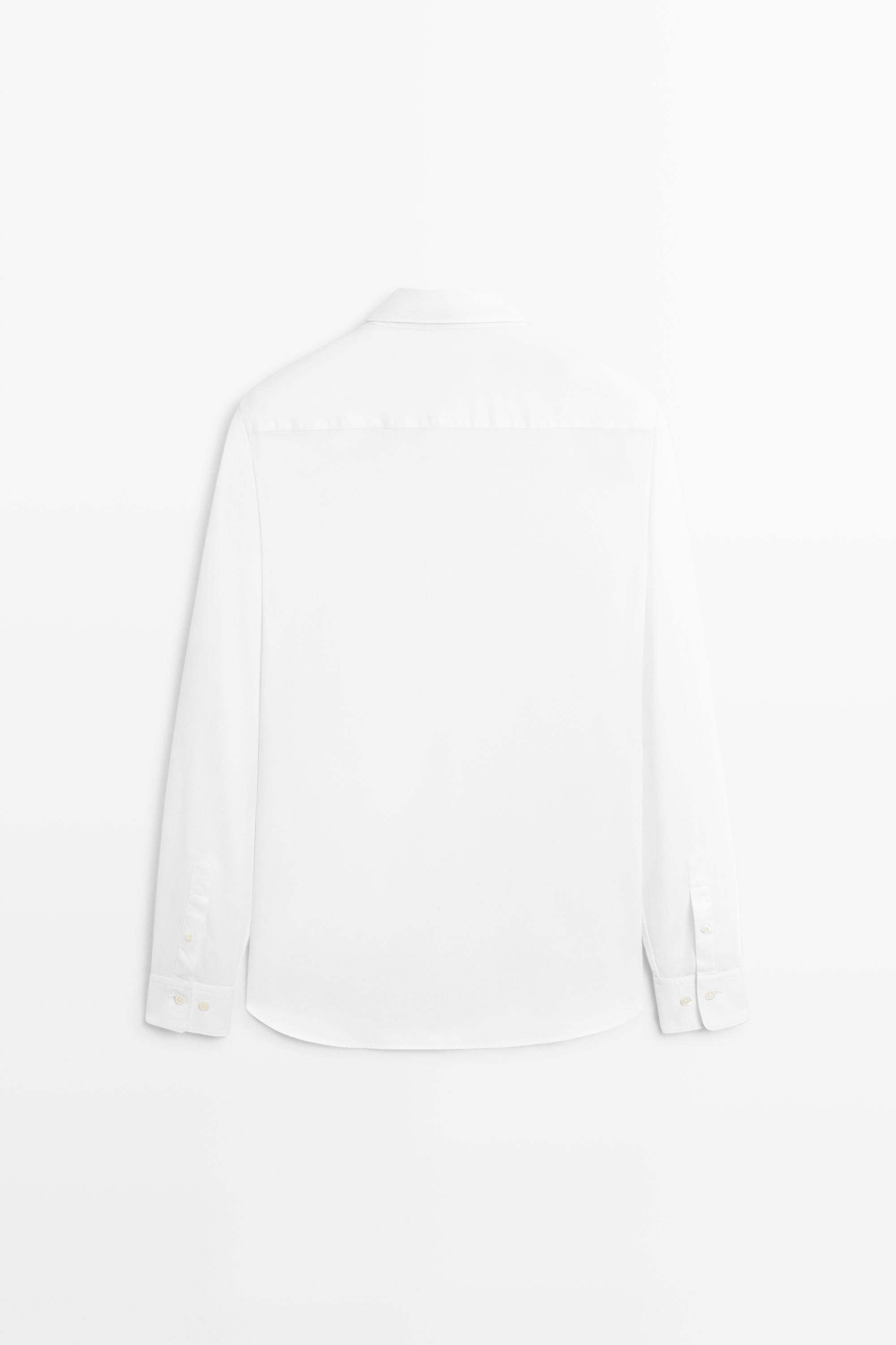 Textured 100% cotton shirt — WHITE