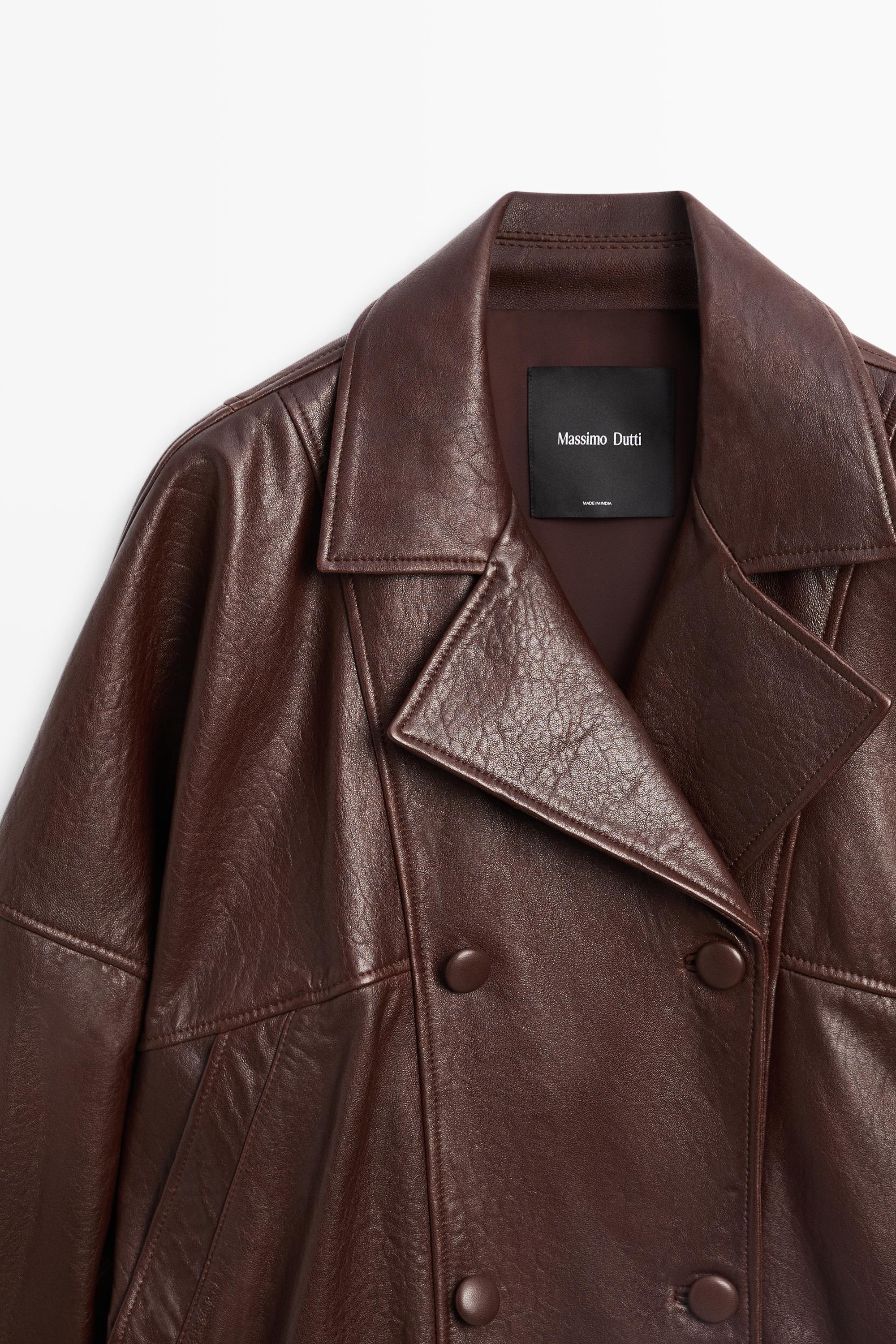 Nappa leather bomber jacket — BROWN