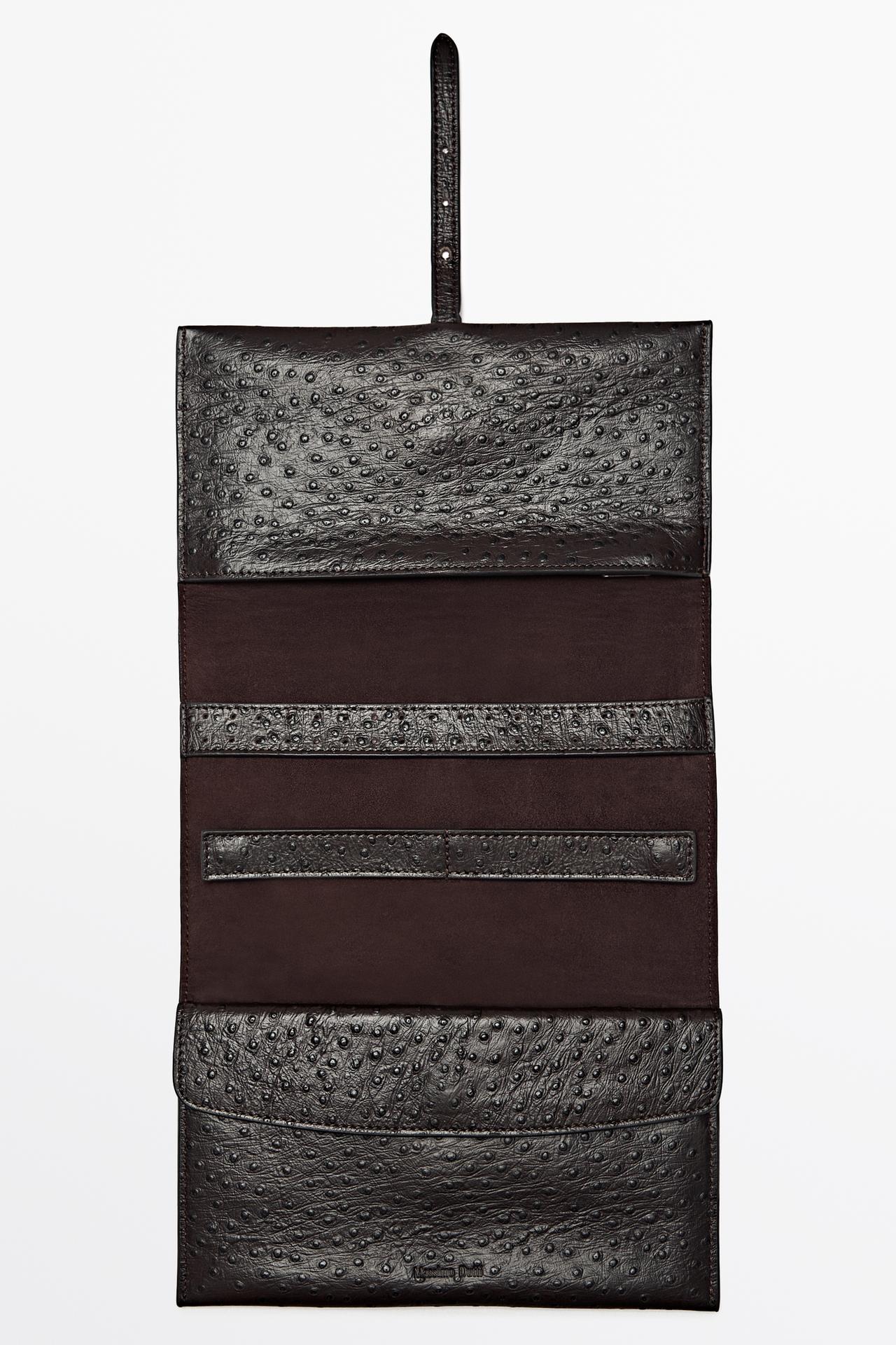 Textured nappa leather jewelry case — BROWN