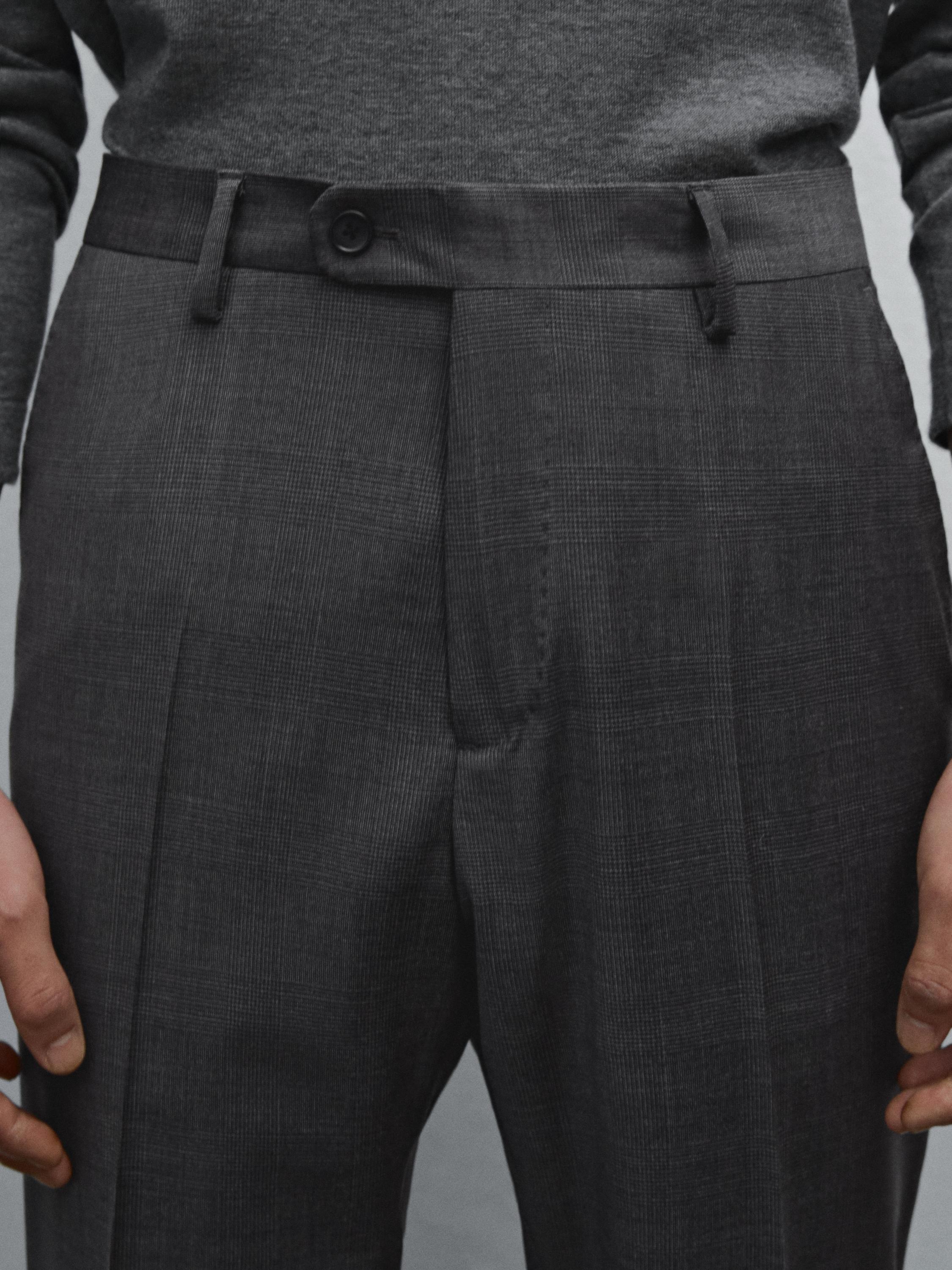 بنطلون بدلة صوف 100% بمربعات