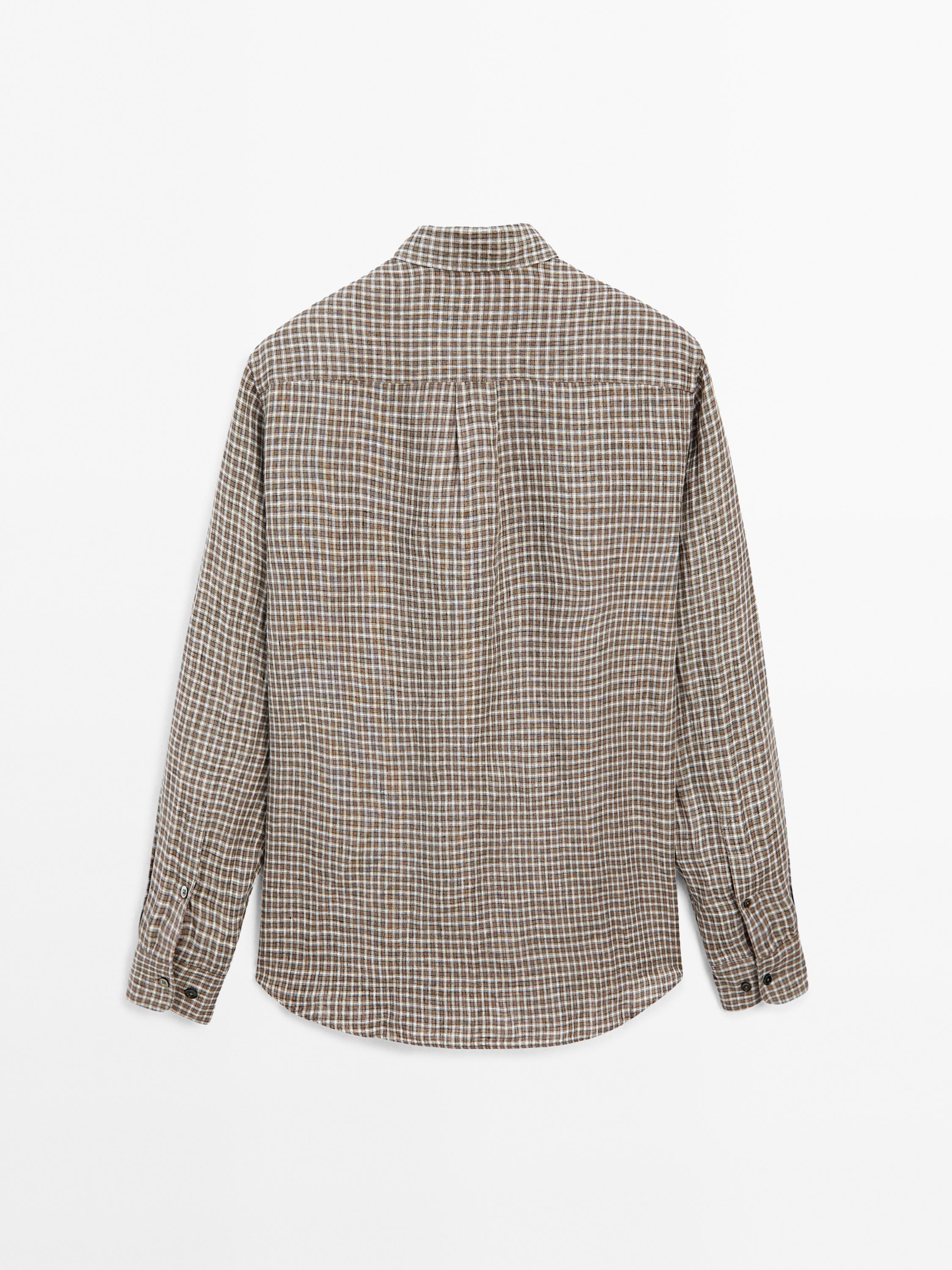 Regular fit linen check shirt
