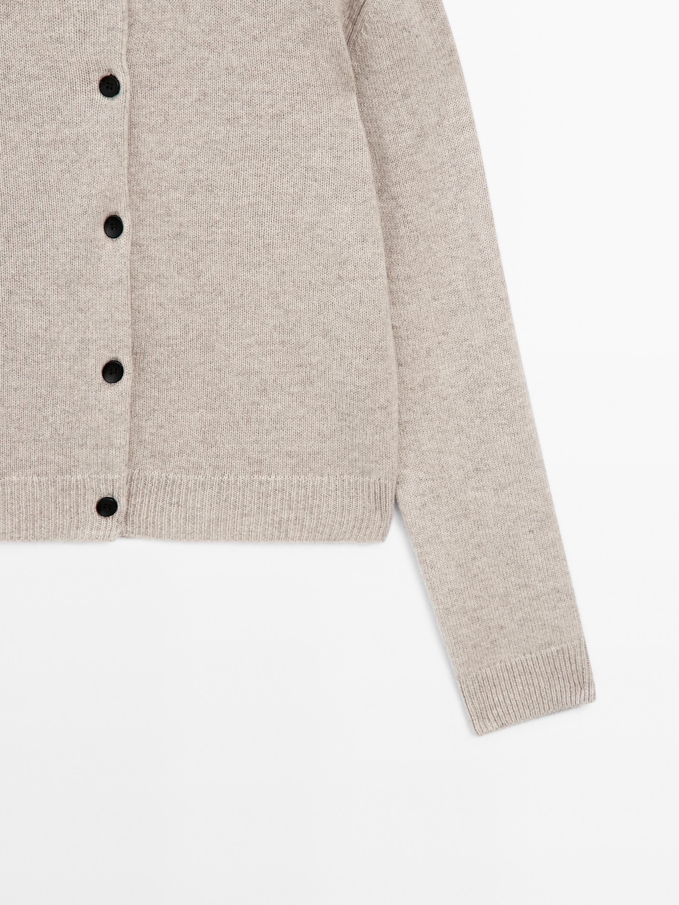 Wool blend cardigan with lapel collar