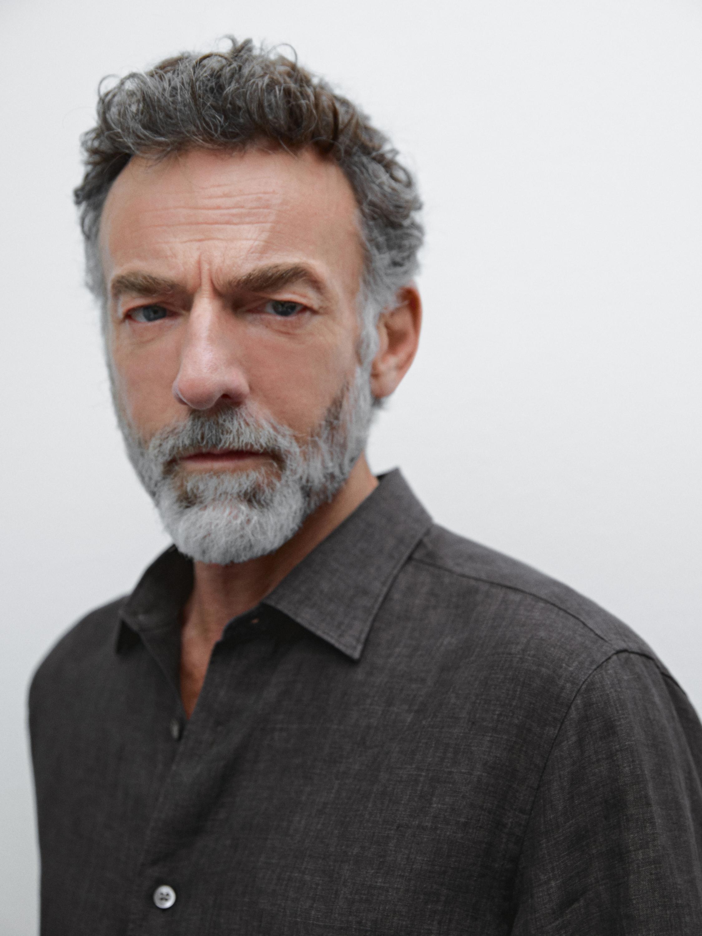 Camisa delavé slim fit 100% lino