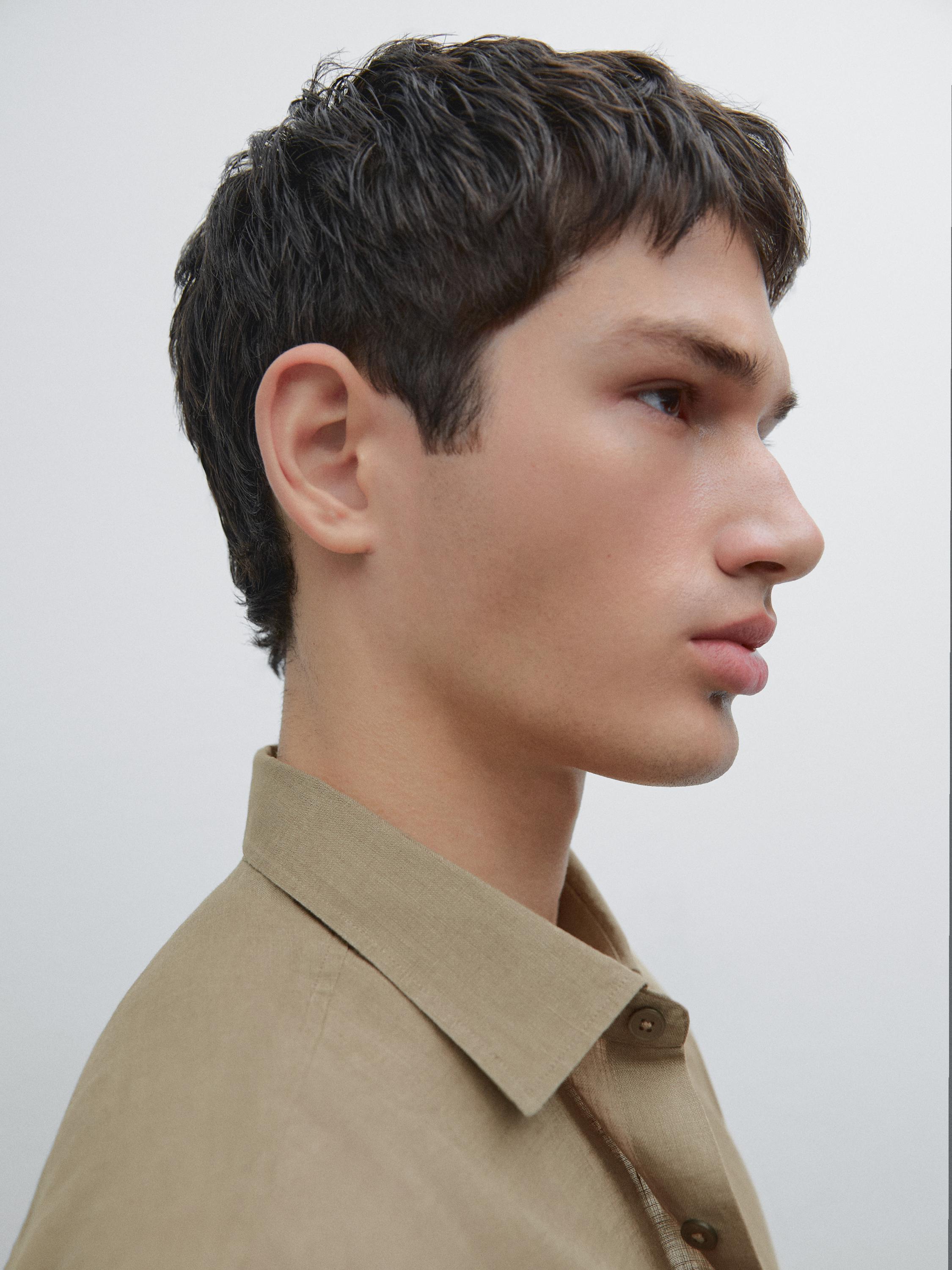 Regular fit short sleeve linen shirt