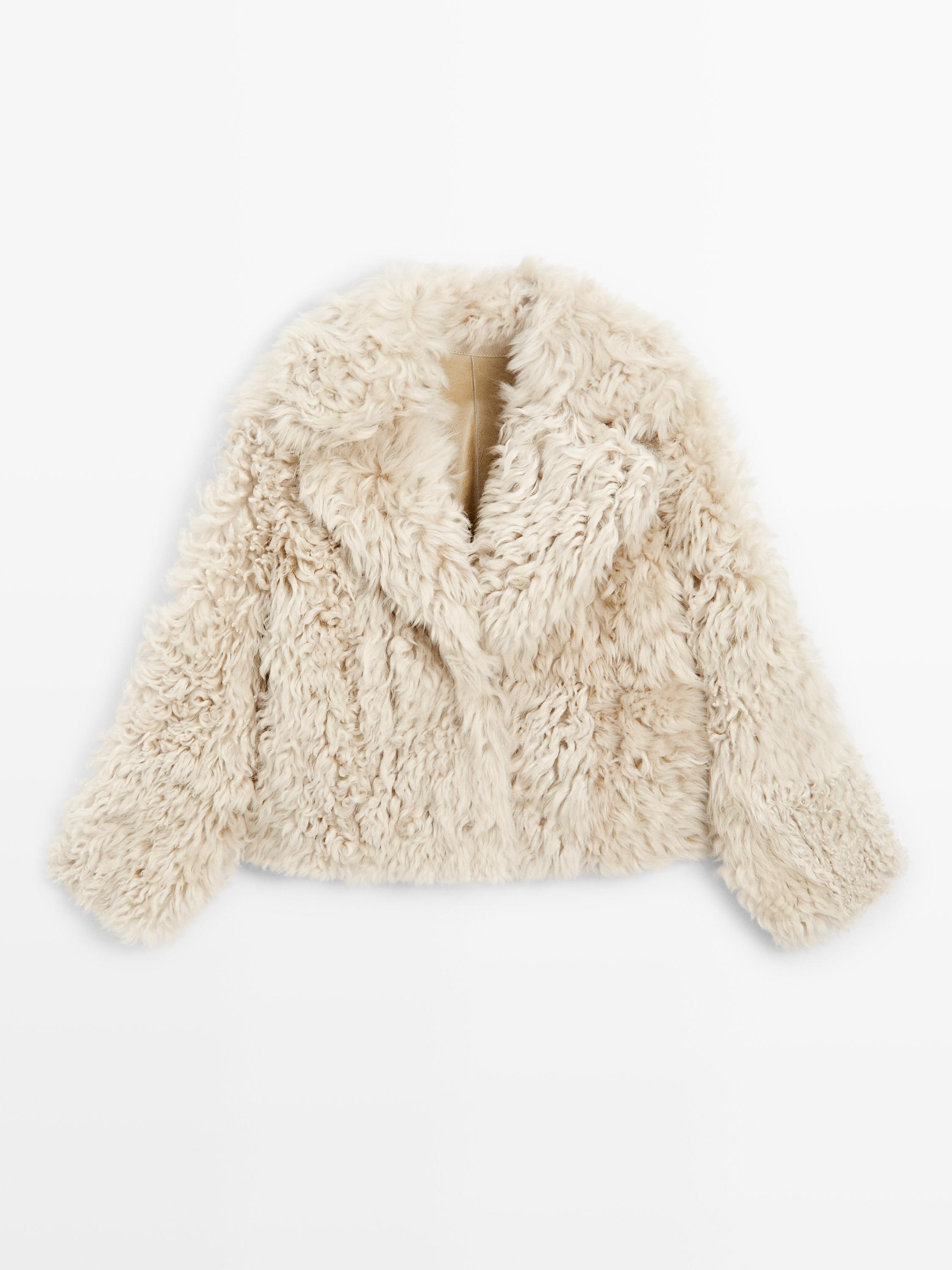 Short leather coat with fur - STUDIO — CREAM