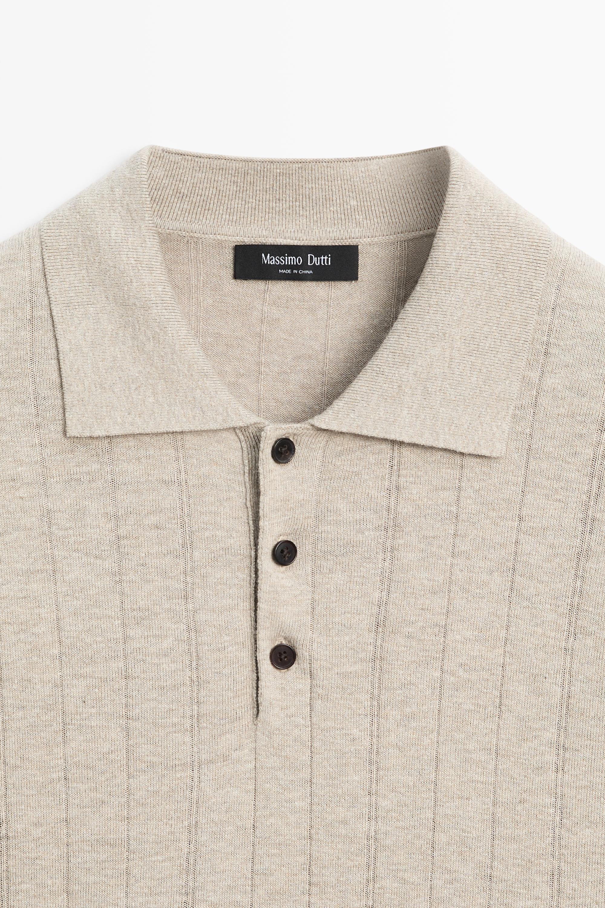 Knit cotton blend polo shirt with short sleeves — Washed