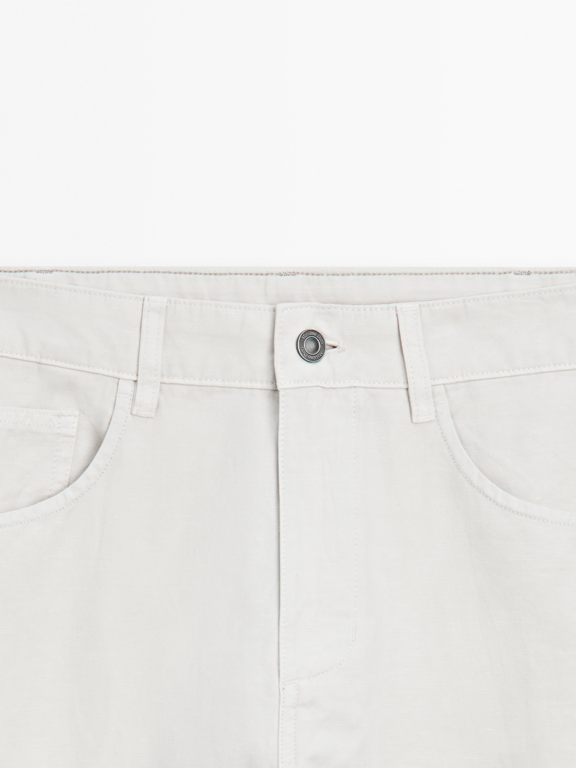 Lightweight relaxed fit denim-effect trousers