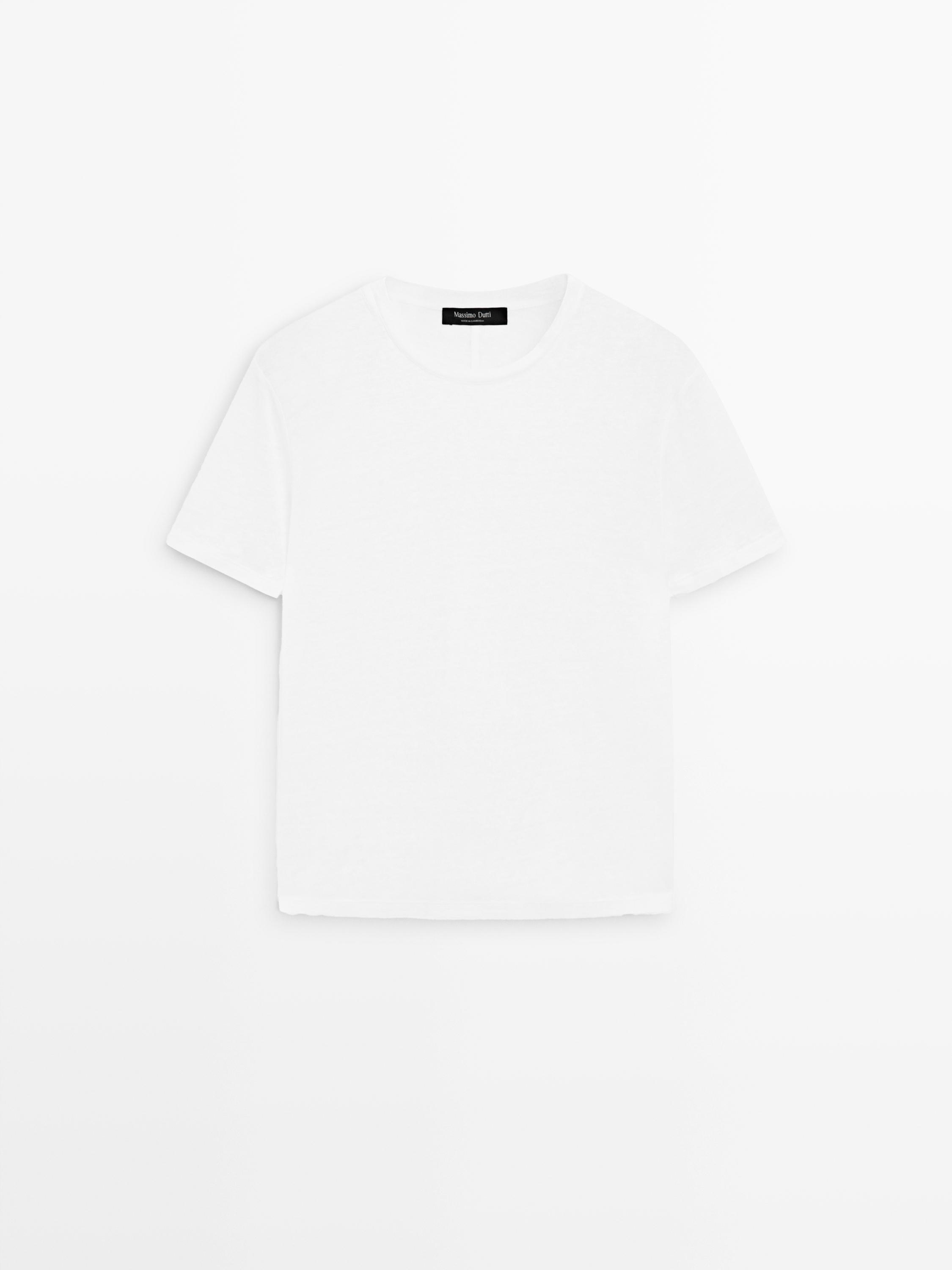 100% linen short sleeve T-shirt — Off white