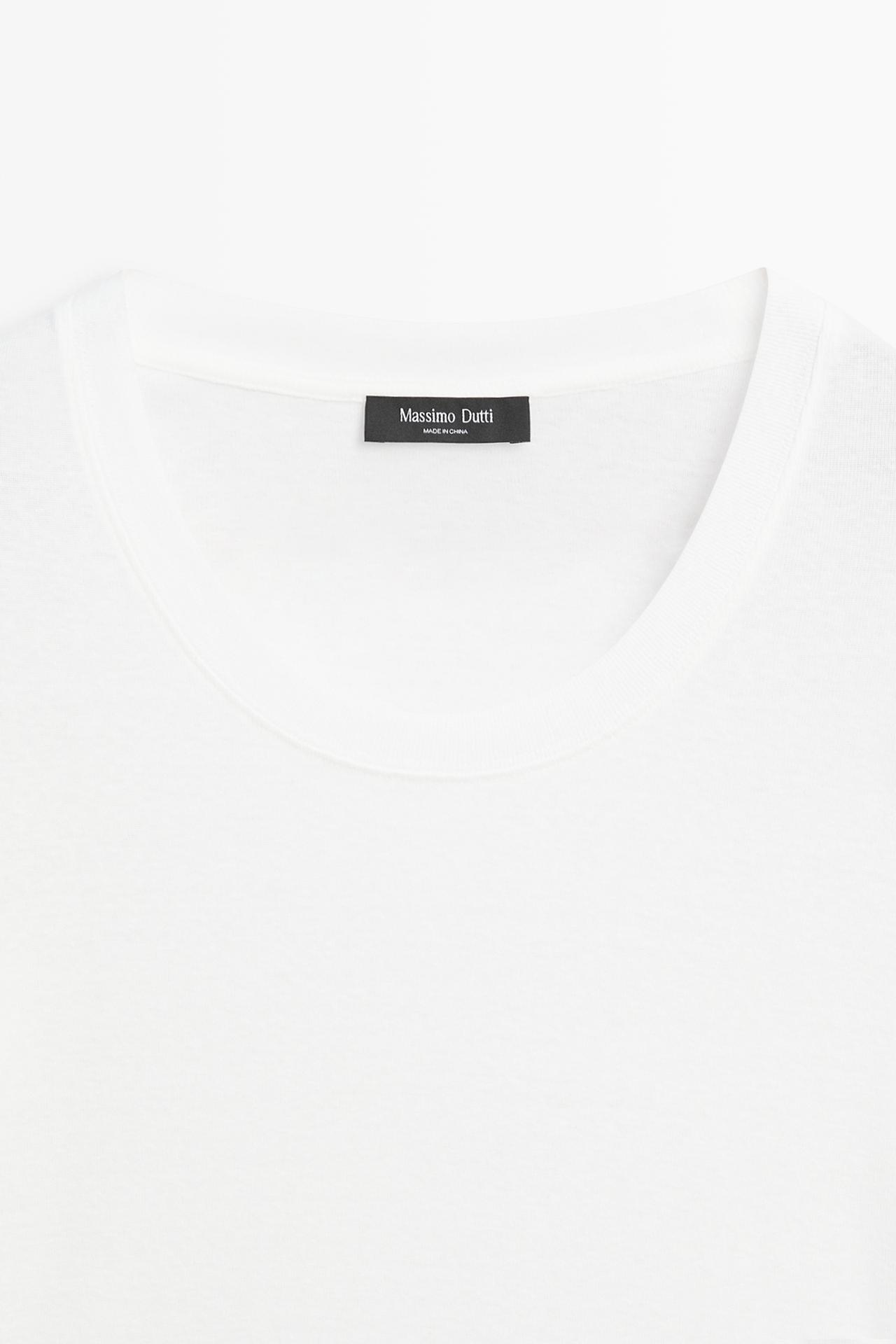 100% cotton scoop neck T-shirt — Off white