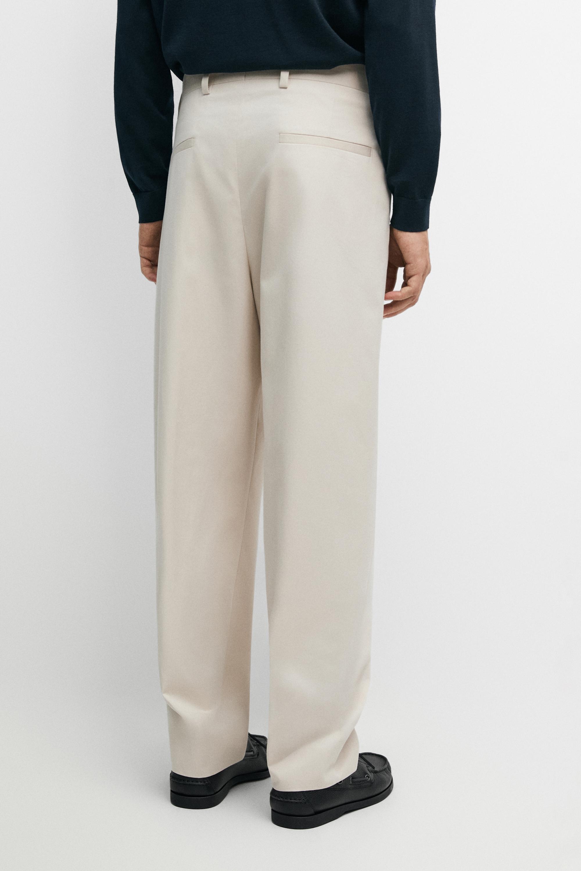 100% cotton darted pants — BEIGE