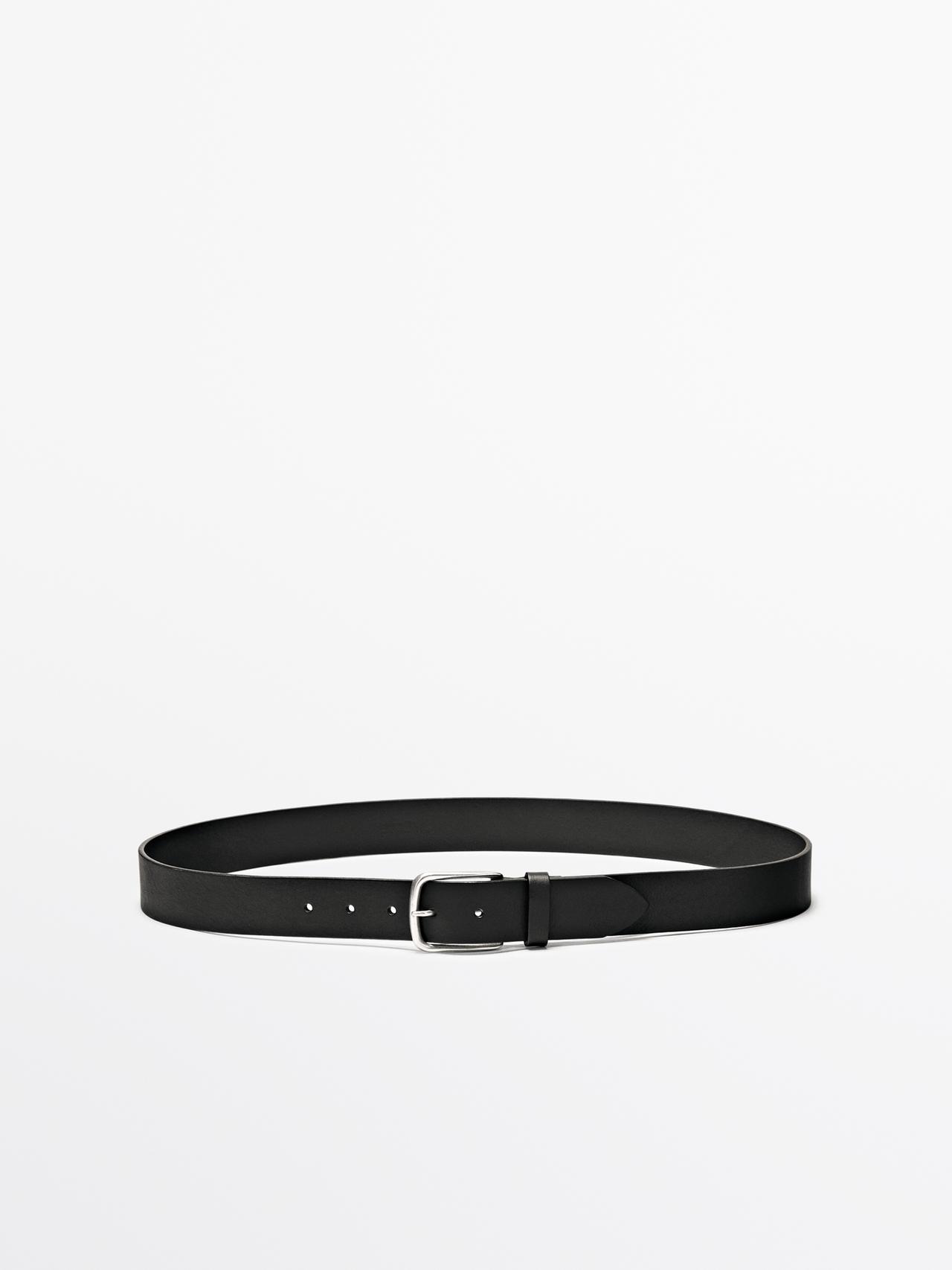 Massimo Dutti - Heren - Riem Van Nappaleer - Zwart - 100