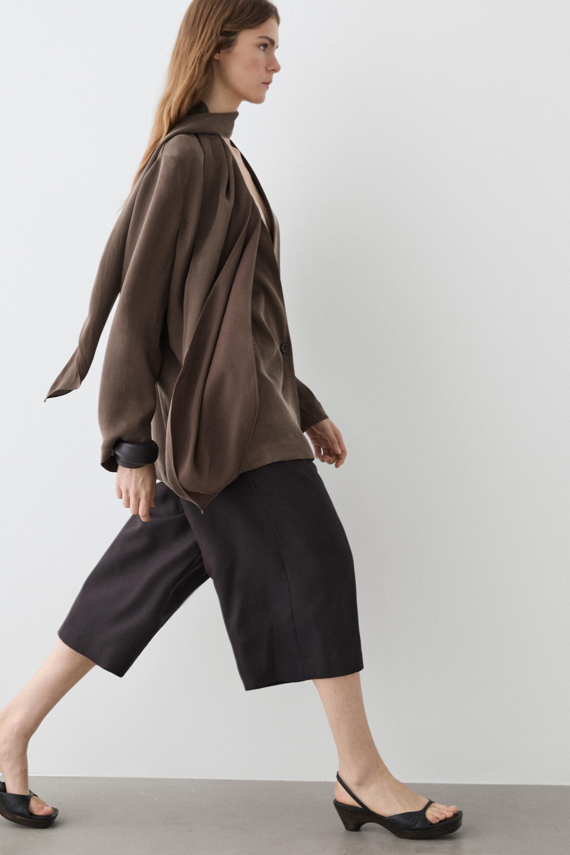 Total look flowing overshirt with tie detail — PLUM