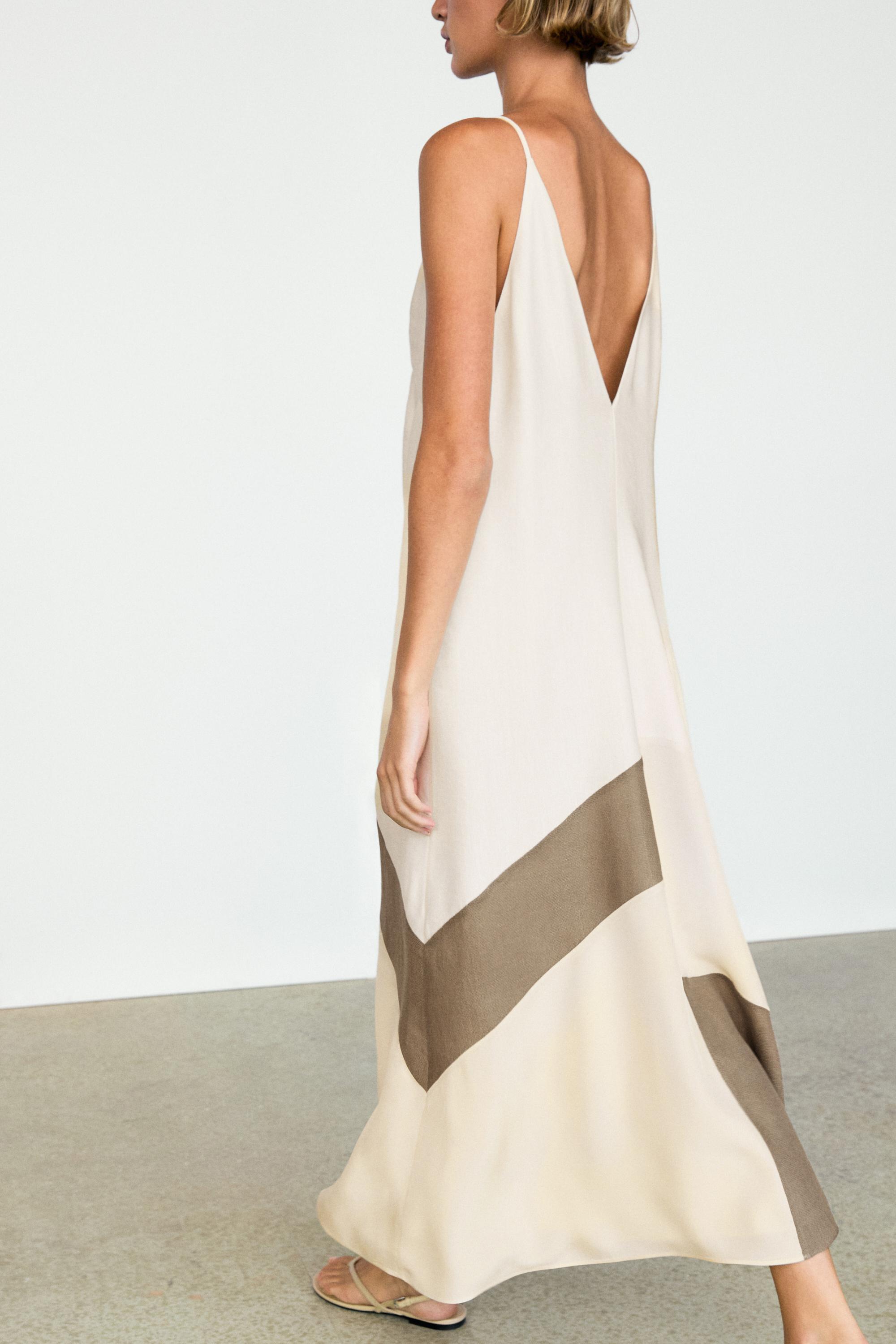 Vestido midi fluido contraste