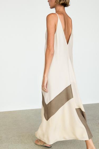 Contrast flowing midi dress — WHITE 8