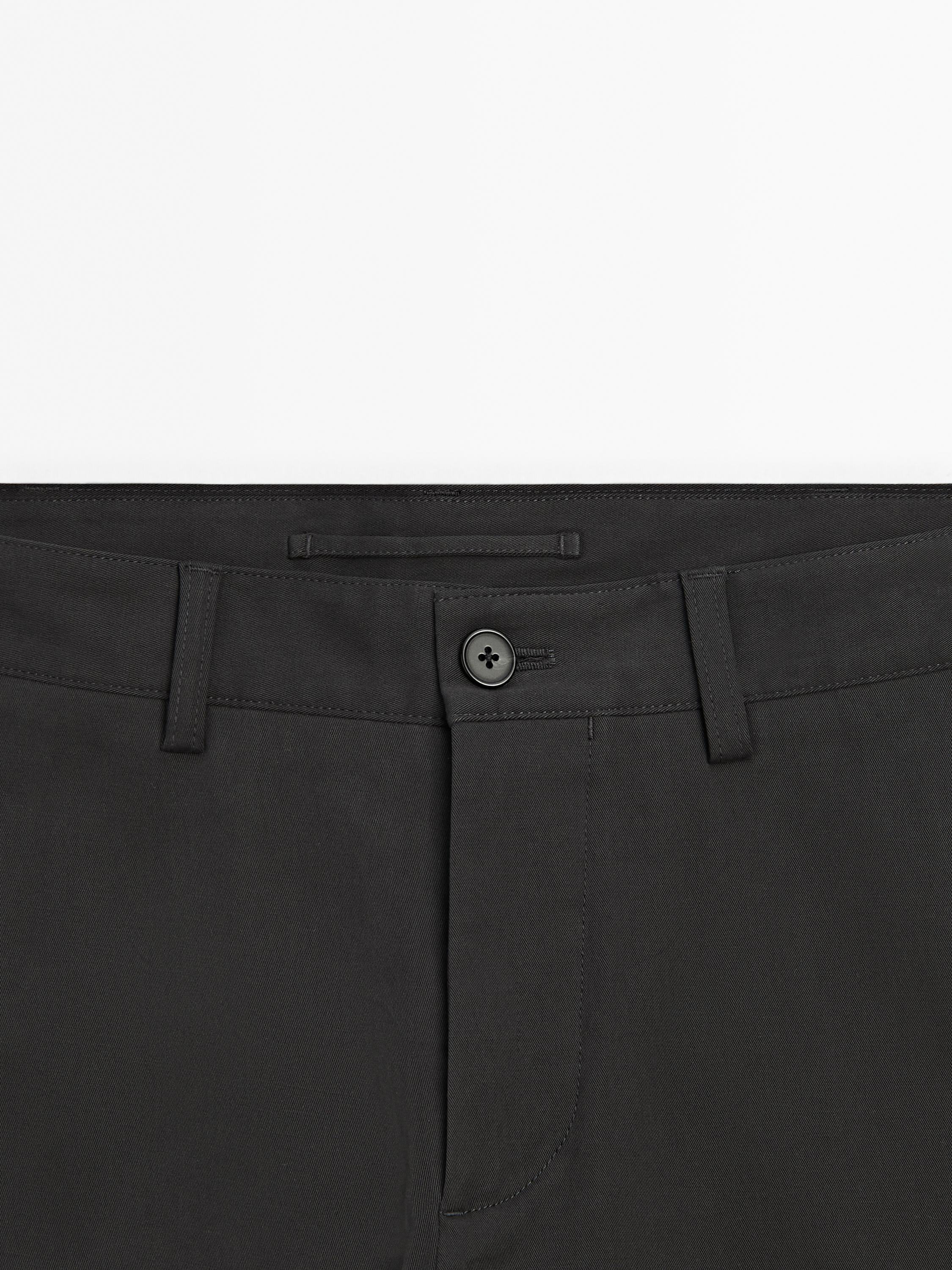 Cotton blend slim fit trousers